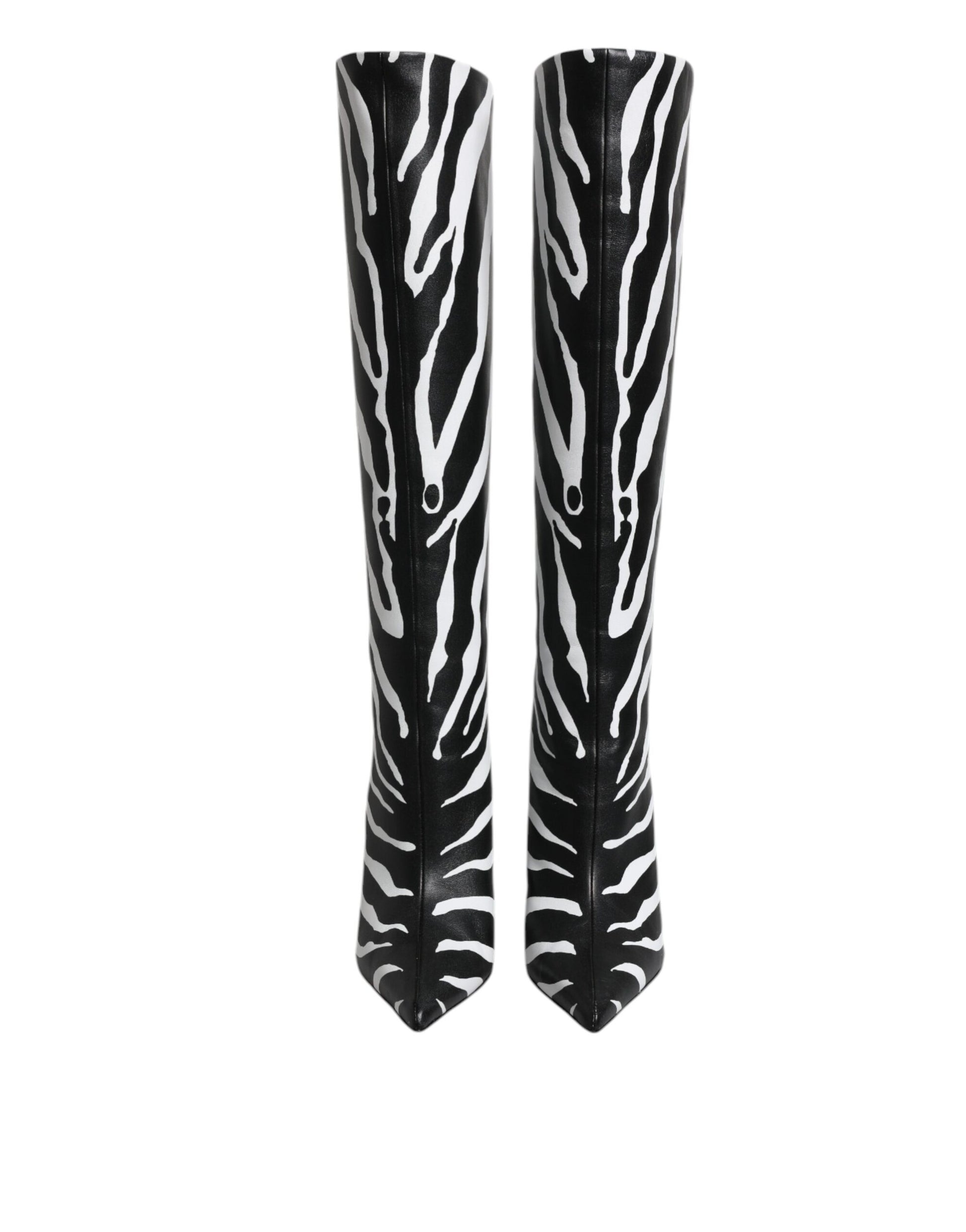Chaussures Bottes Hautes Zèbre Noir et Blanc Dolce & Gabbana