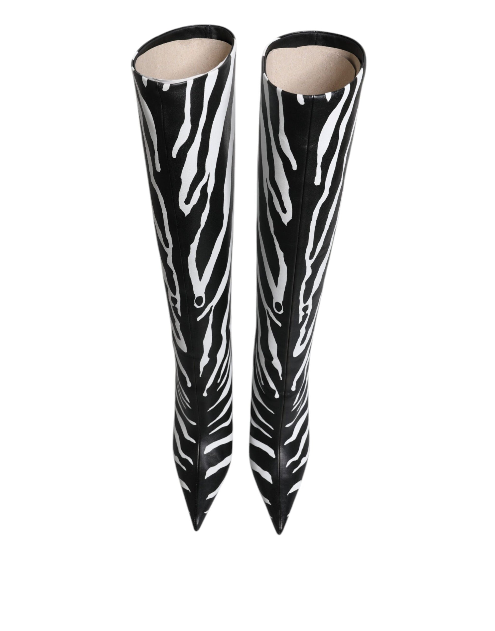 Chaussures Bottes Hautes Zèbre Noir et Blanc Dolce & Gabbana