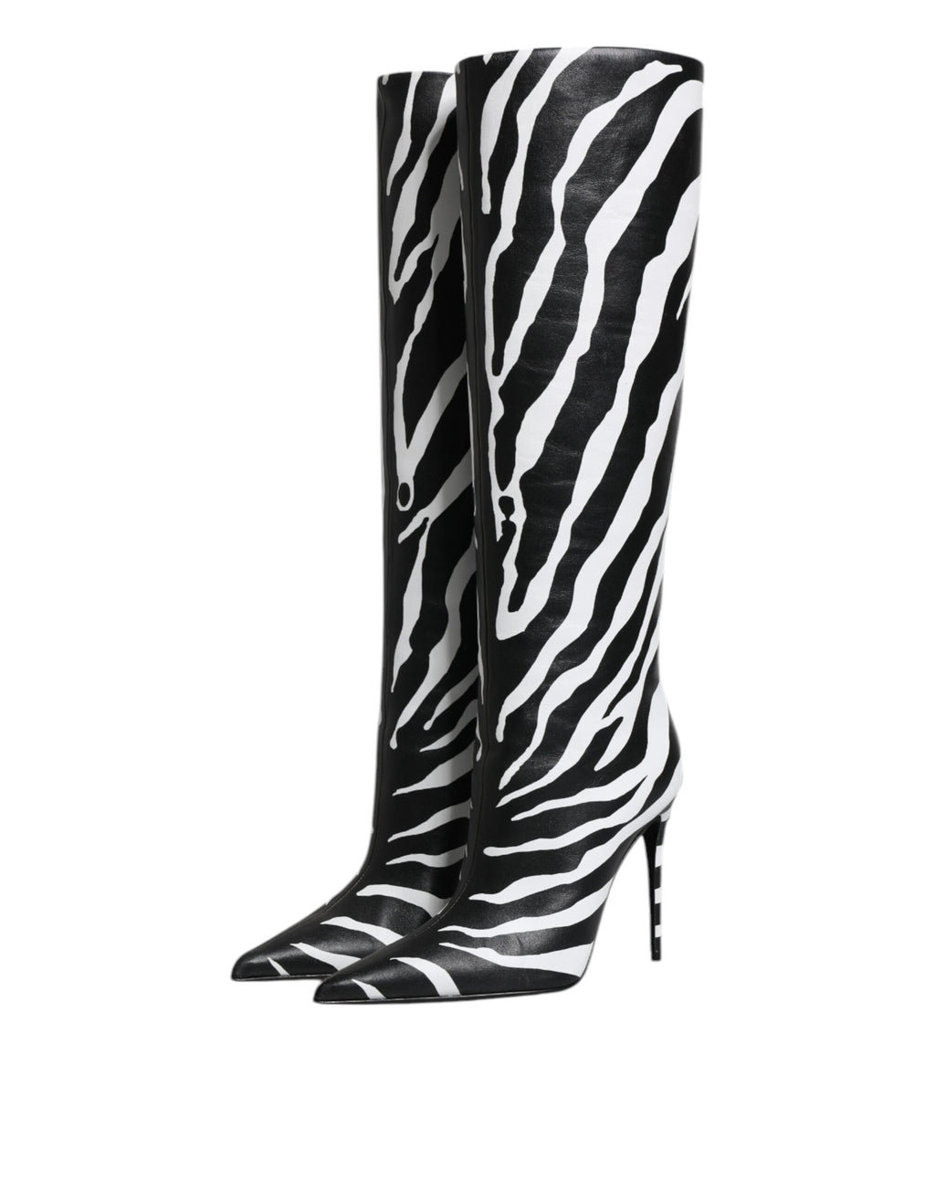 Chaussures Bottes Hautes Zèbre Noir et Blanc Dolce & Gabbana