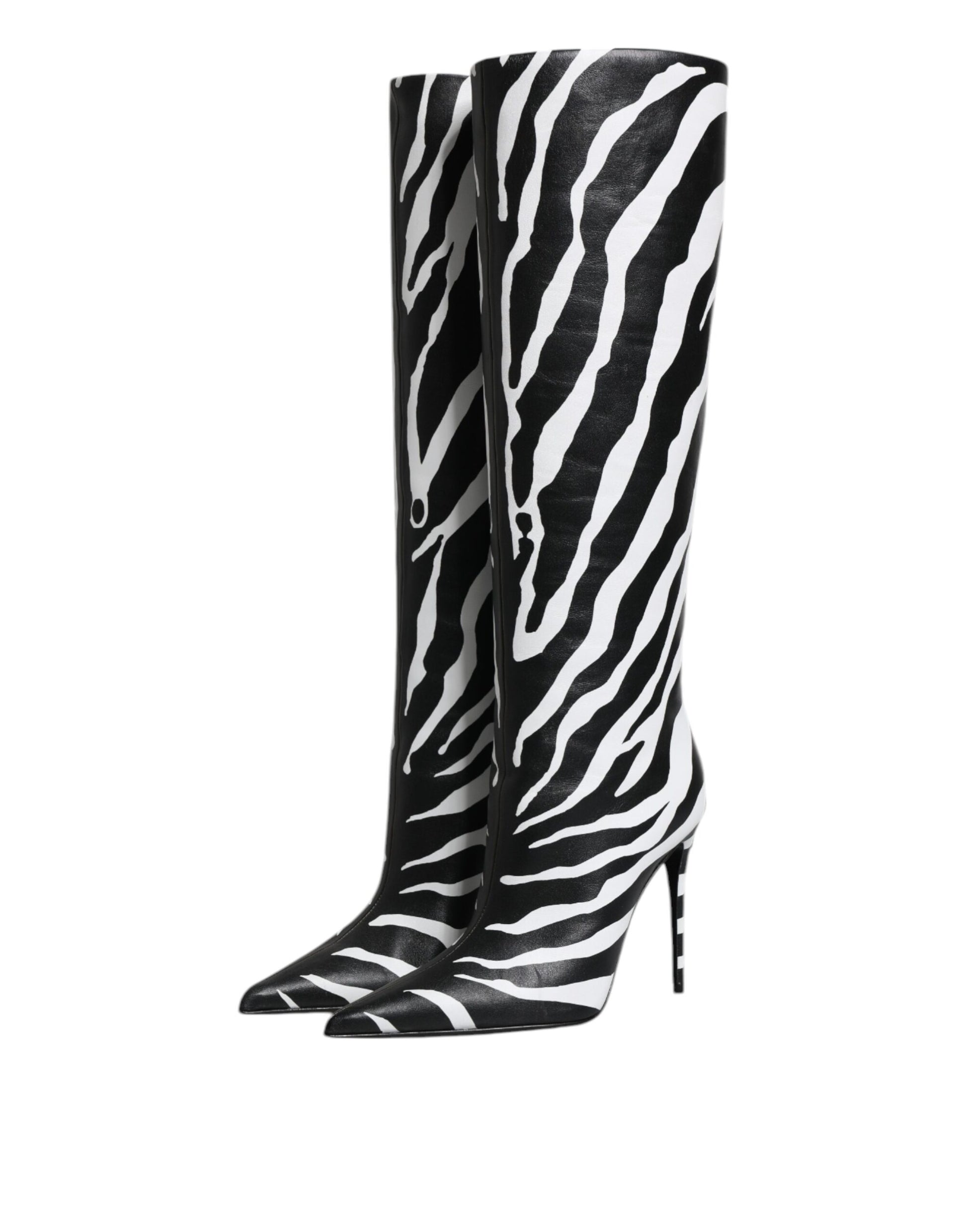 Chaussures Bottes Hautes Zèbre Noir et Blanc Dolce & Gabbana