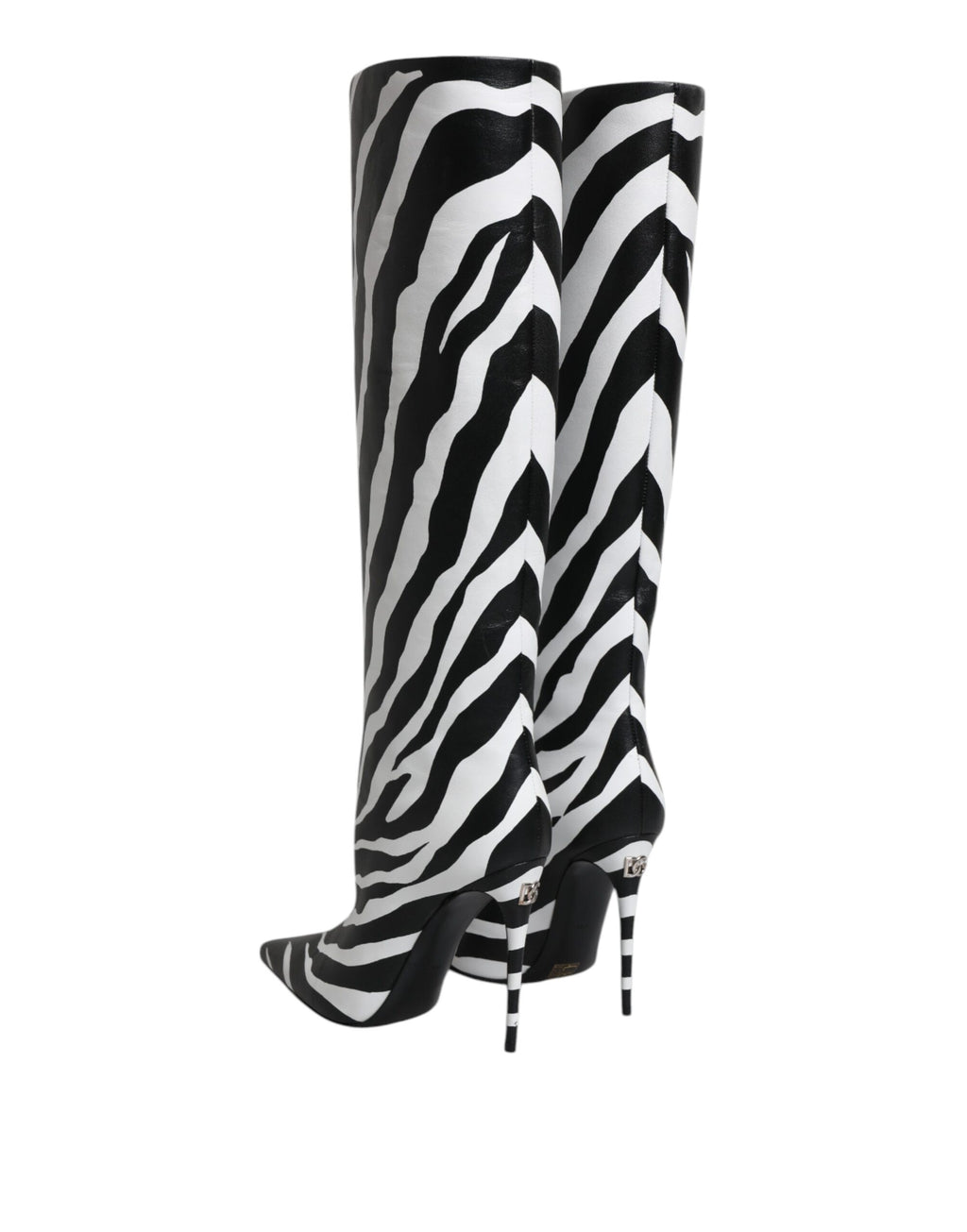 Chaussures Bottes Hautes Zèbre Noir et Blanc Dolce & Gabbana
