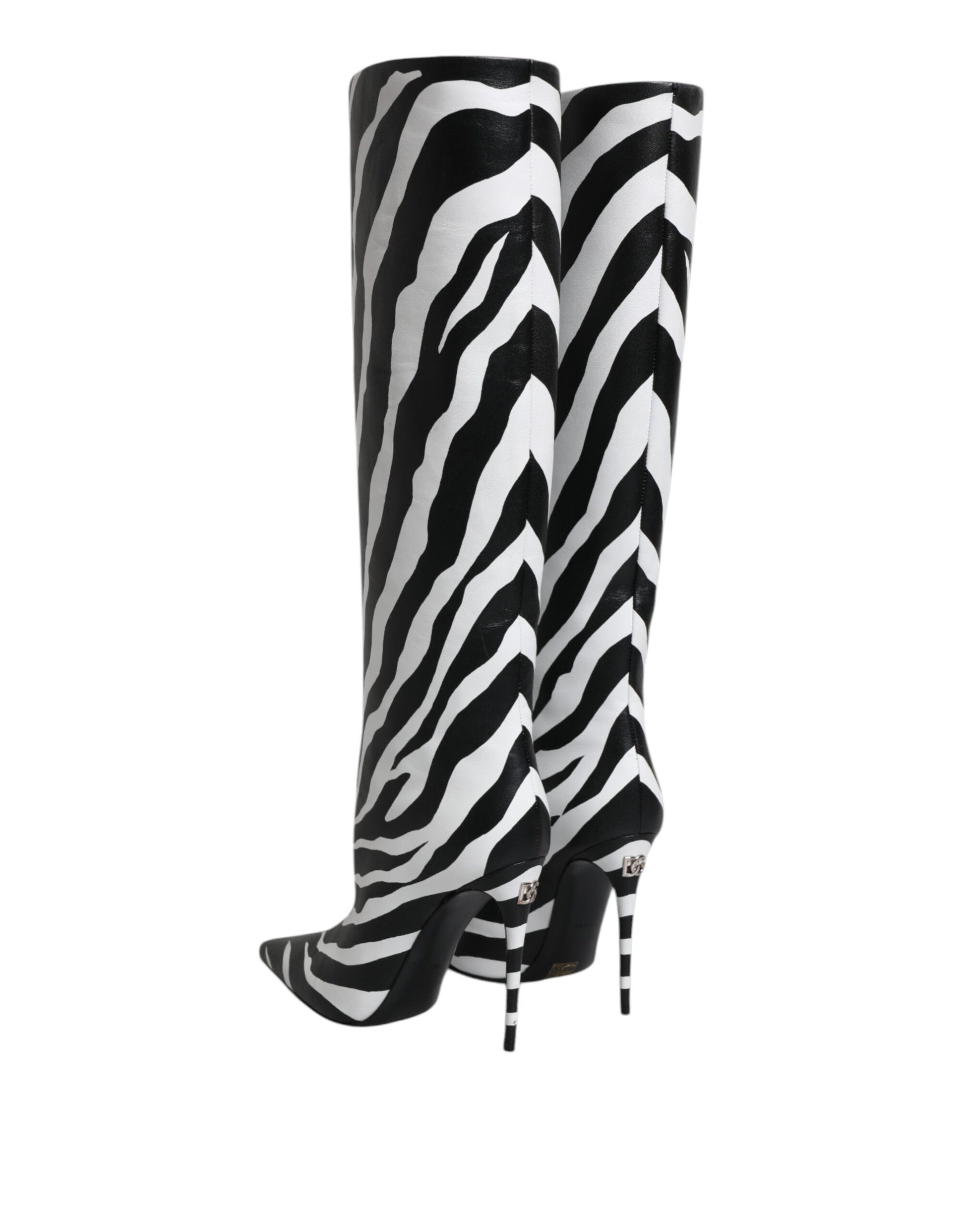 Chaussures Bottes Hautes Zèbre Noir et Blanc Dolce & Gabbana