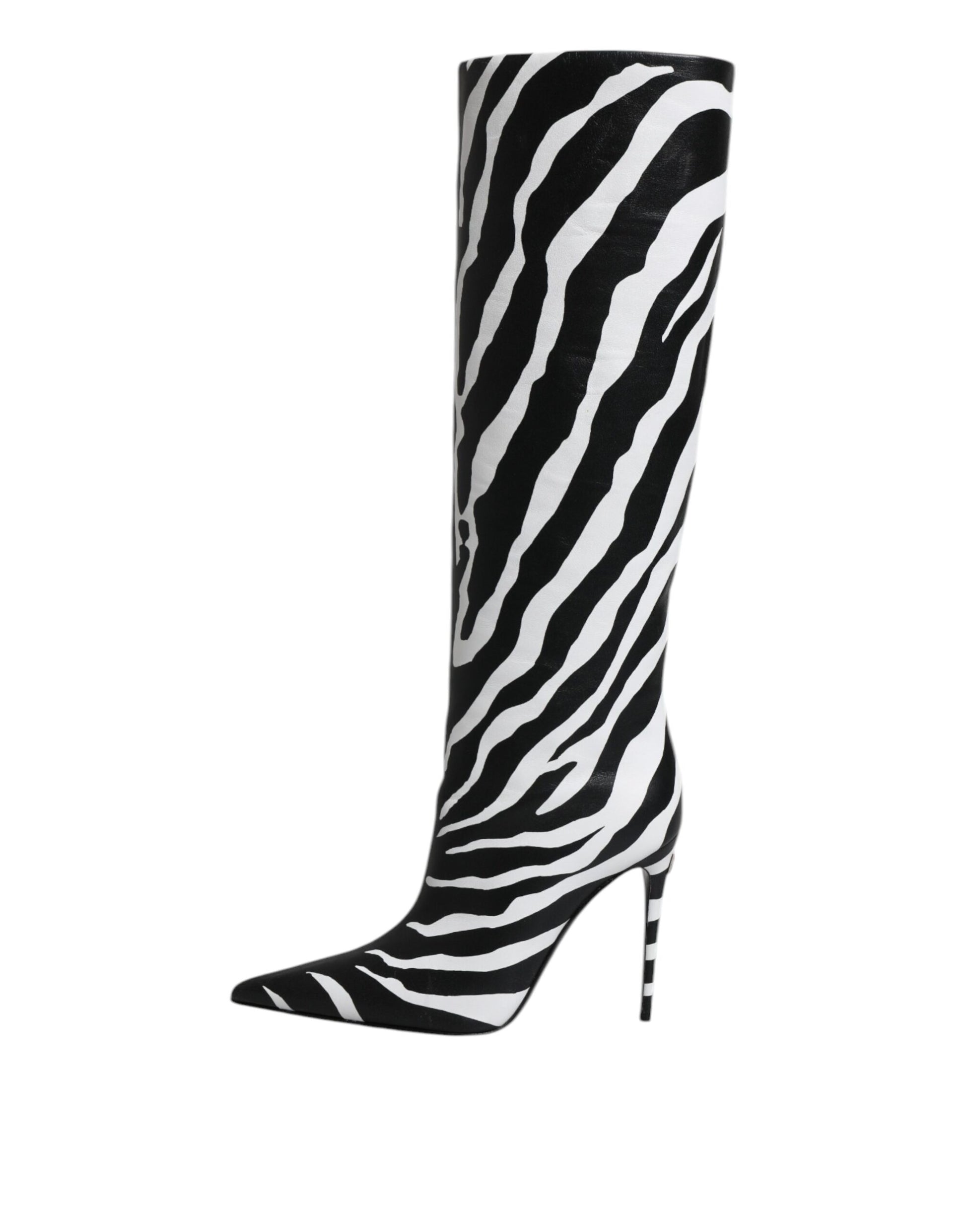 Chaussures Bottes Hautes Zèbre Noir et Blanc Dolce & Gabbana