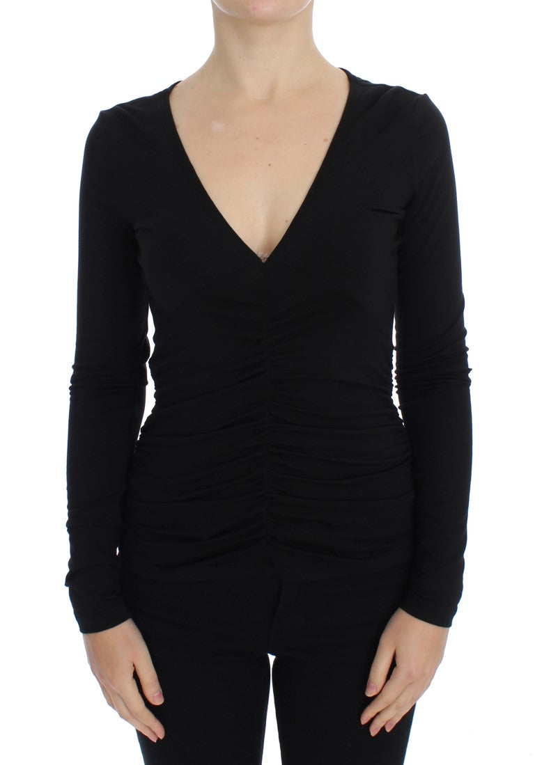 Pull à manches longues Versace Jeans noir extensible