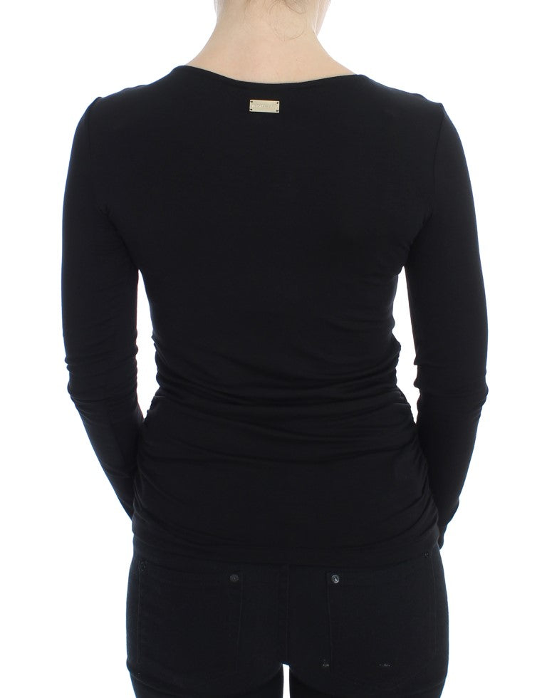 Pull à manches longues Versace Jeans noir extensible