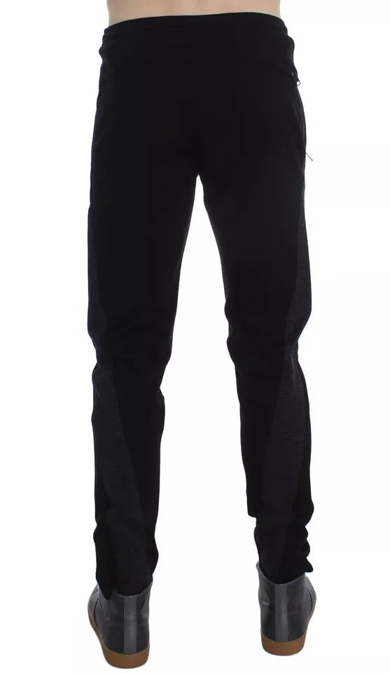Pantalon décontracté Dolce & Gabbana en laine noire et grise à rayures