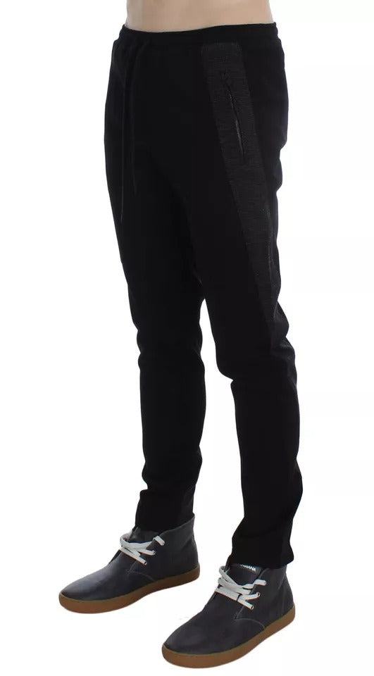 Pantalon décontracté Dolce & Gabbana en laine noire et grise à rayures