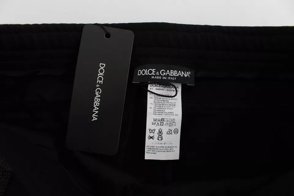 Pantalon décontracté Dolce & Gabbana en laine noire et grise à rayures
