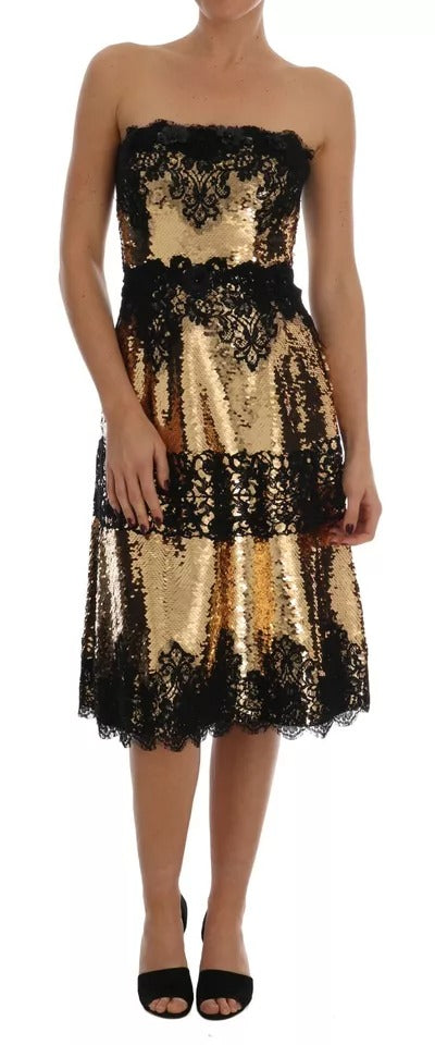 Dolce & Gabbana Gold Midi Dress for Women alternate view