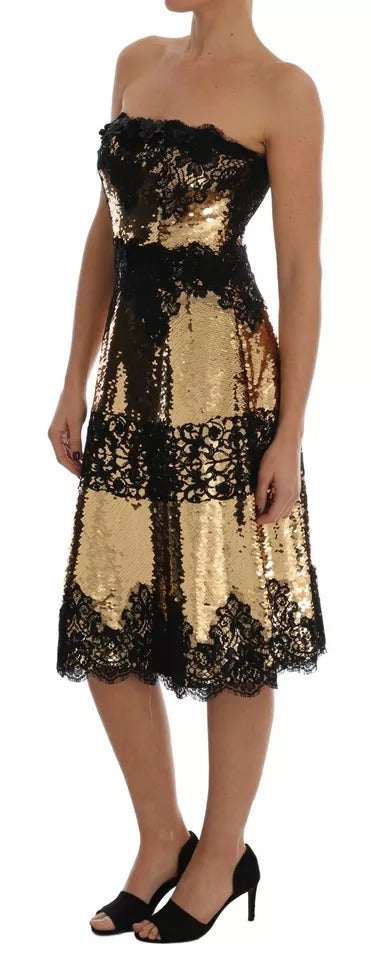 Dolce & Gabbana Gold Midi Dress for Women detail view