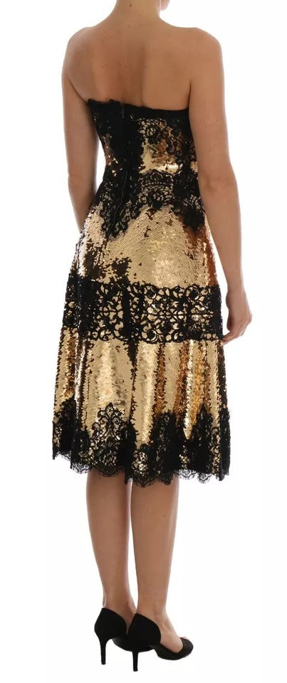 Dolce & Gabbana Gold Midi Dress for Women side view