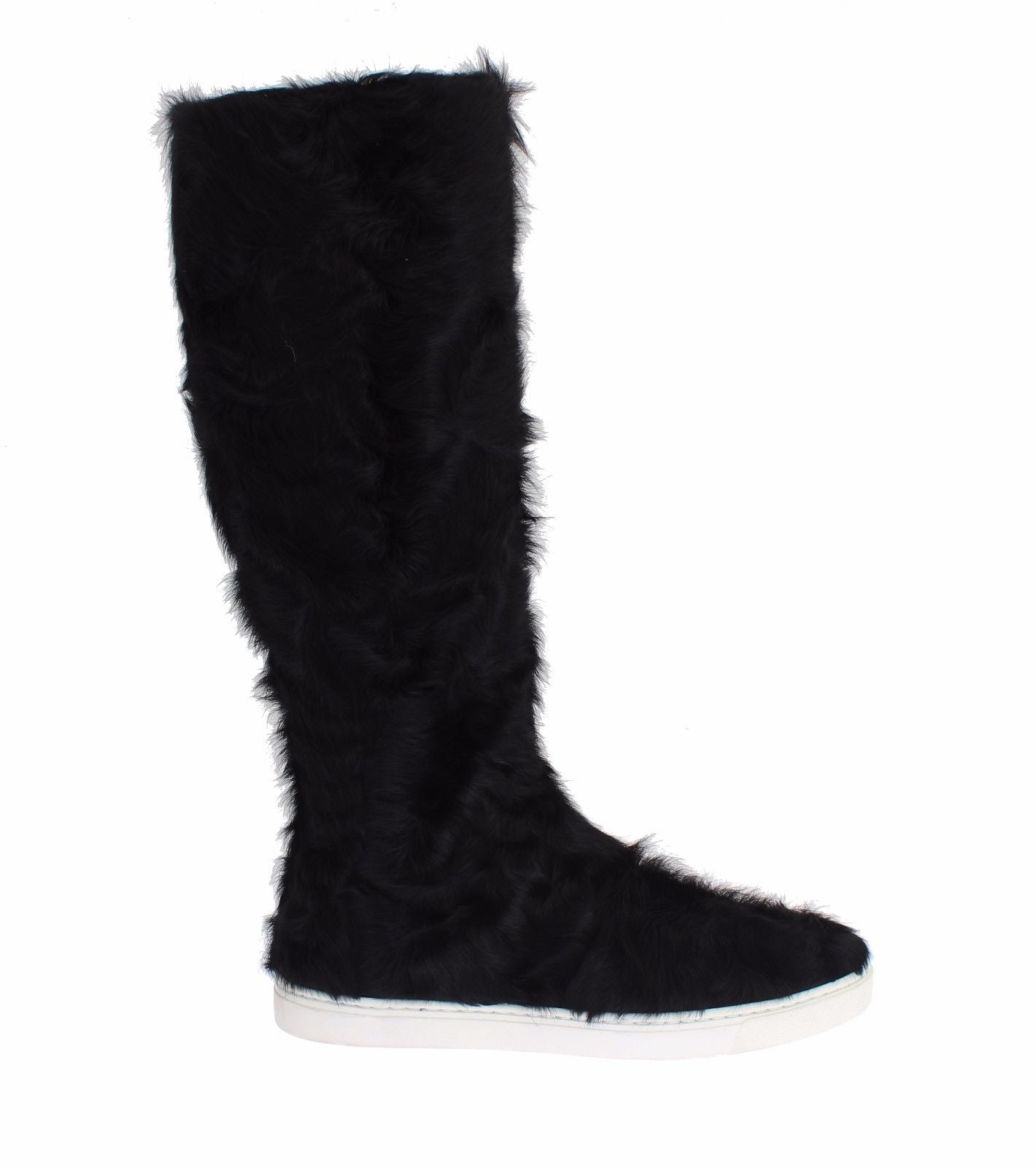 Bottes en cuir d'agneau et fourrure Xiangao noires Dolce & Gabbana