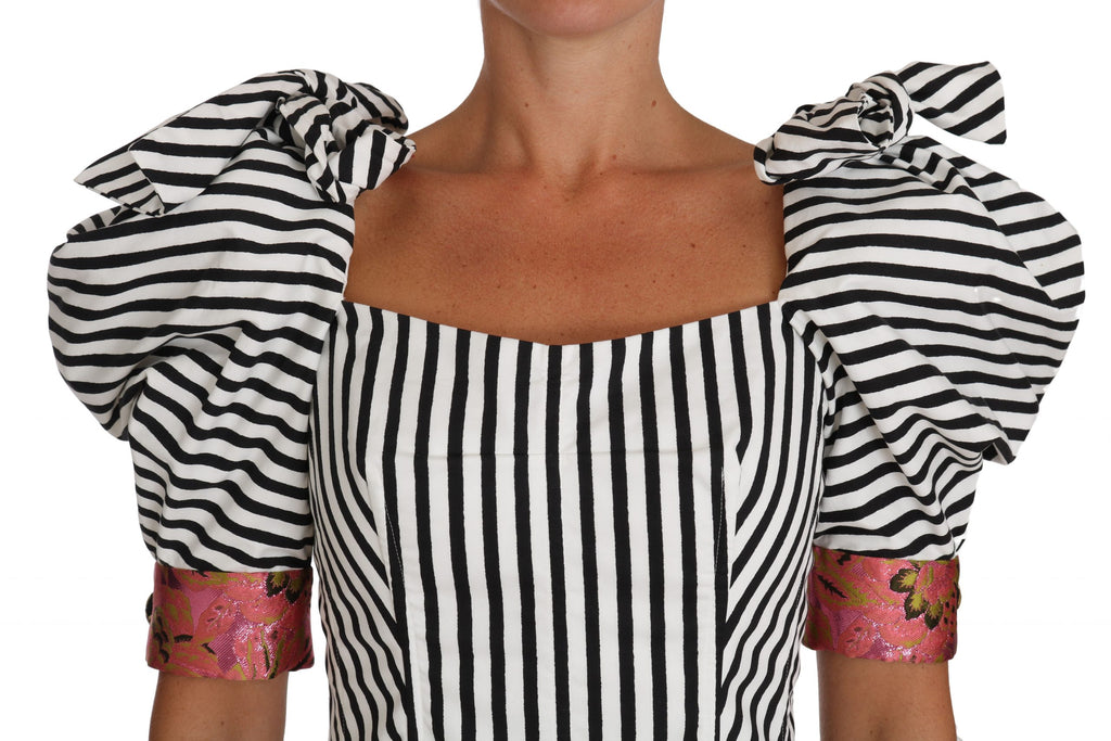 Haut court rayé noir et blanc Dolce & Gabbana avec manches bouffantes