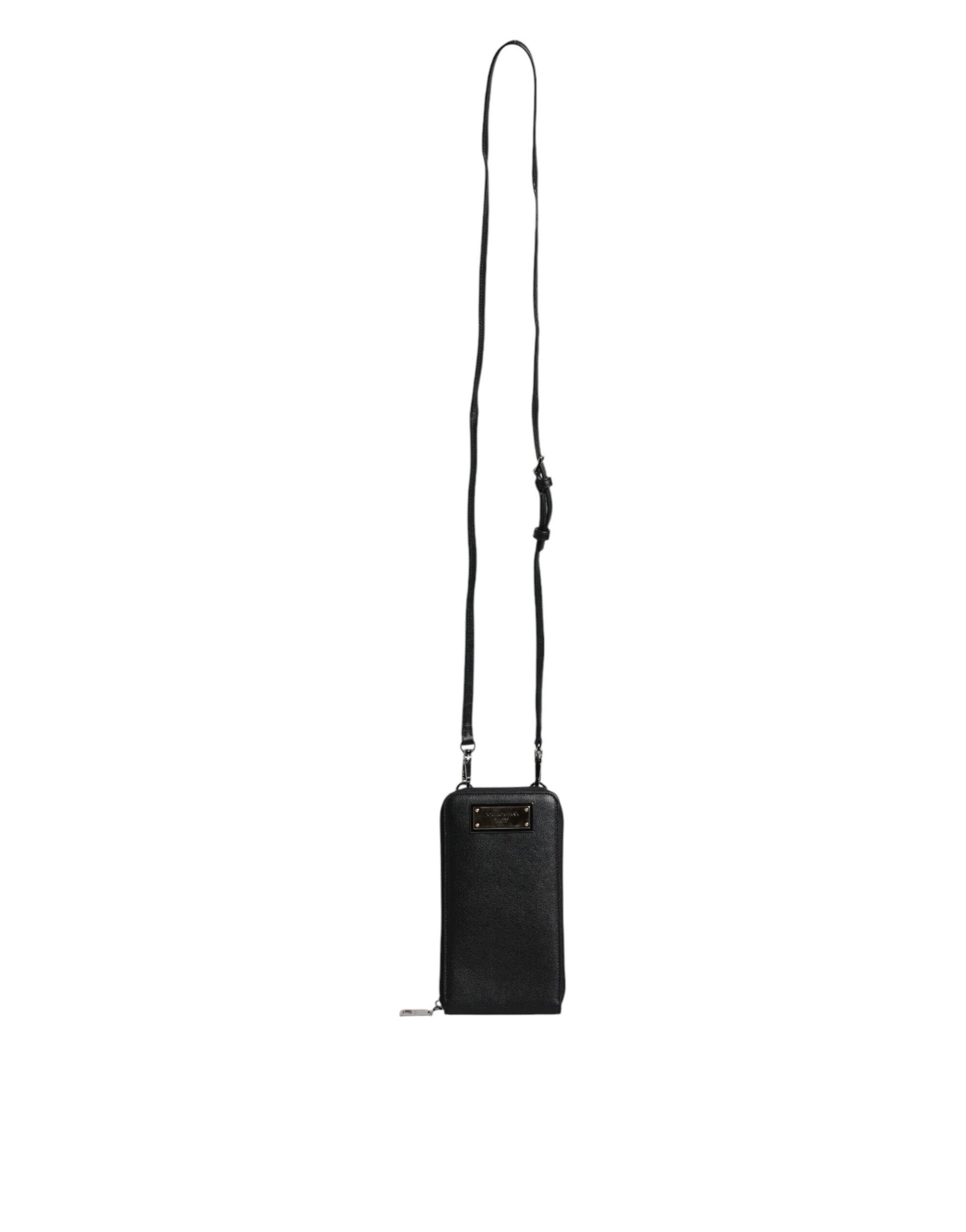 Dolce &amp; Gabbana Schwarze Lederhandtasche, Umhängetasche, Handytasche