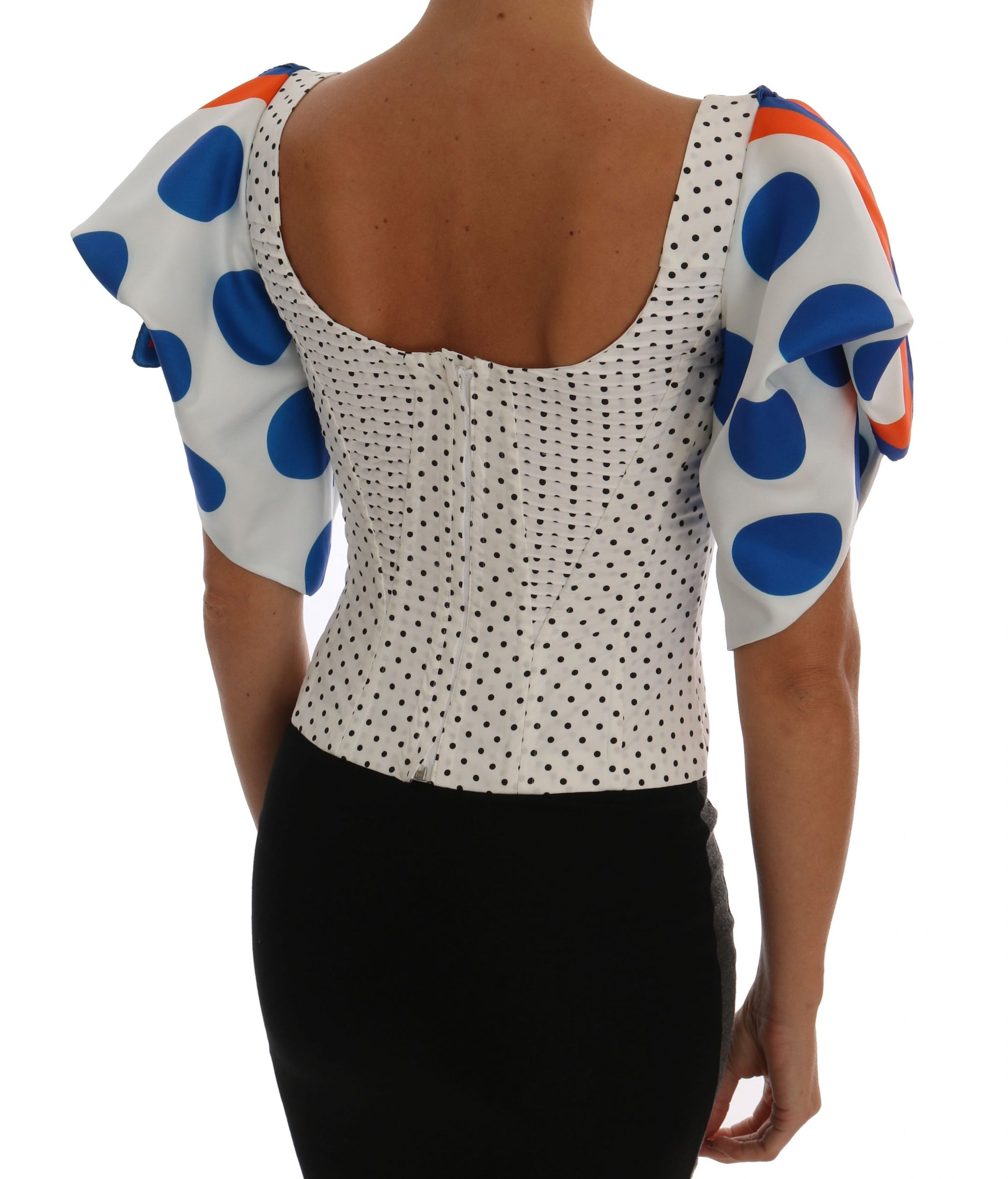 Haut bustier corset en soie à pois blanc Dolce & Gabbana