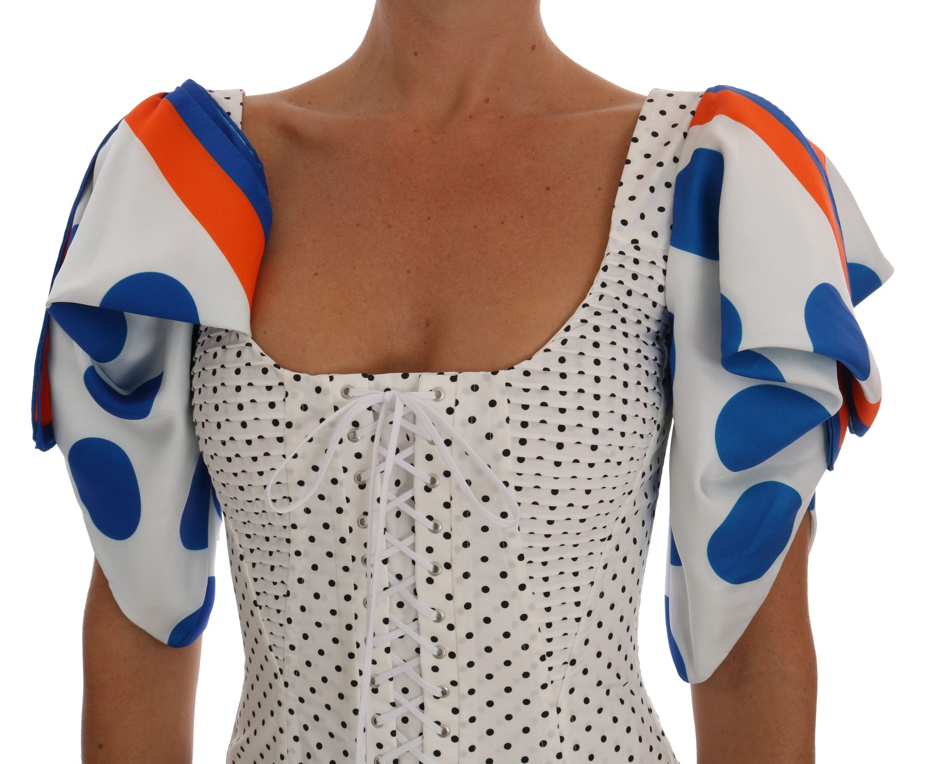 Haut bustier corset en soie à pois blanc Dolce & Gabbana