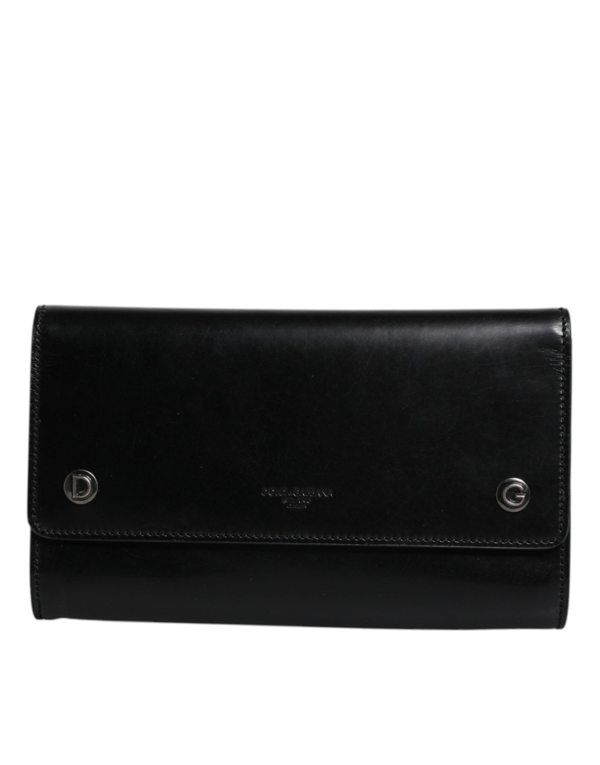 Dolce &amp; Gabbana – Umhängetasche aus schwarzem Leder mit Logoprägung
