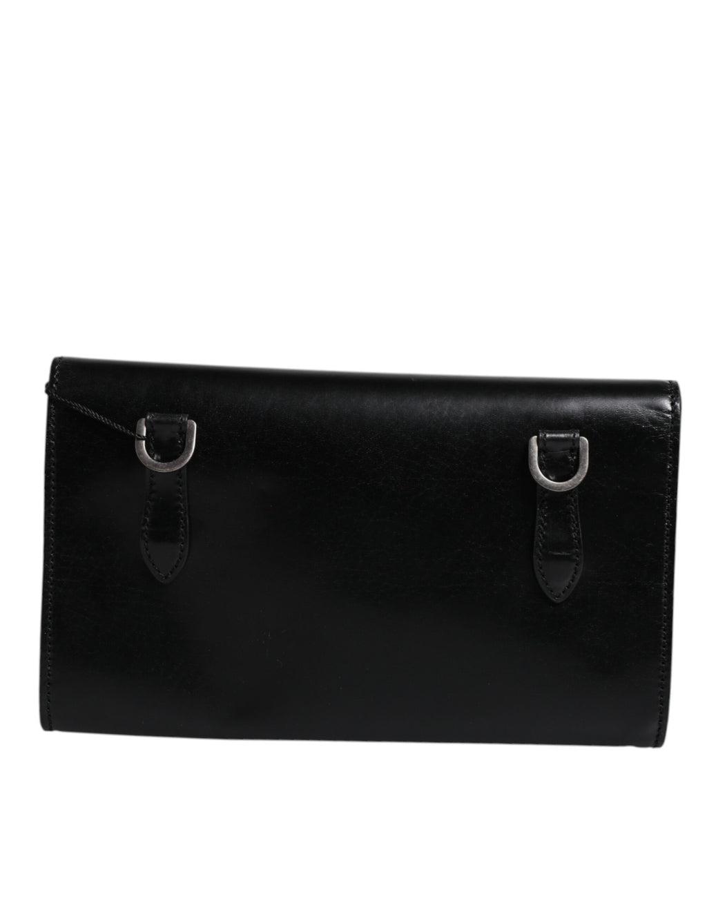 Dolce &amp; Gabbana – Umhängetasche aus schwarzem Leder mit Logoprägung