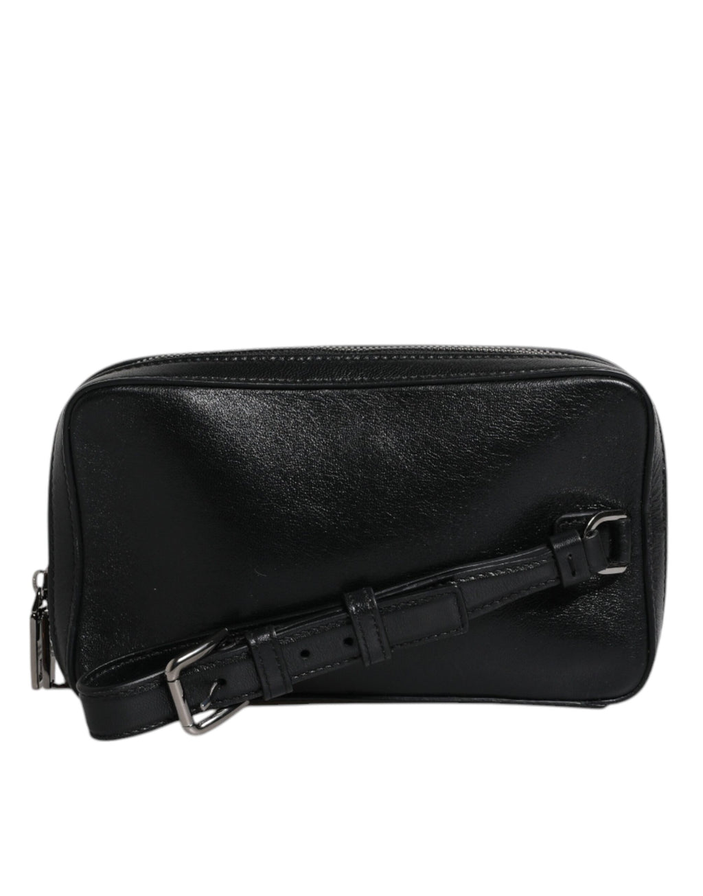Pochette Dolce & Gabbana en cuir noir avec dragonne et logo LED