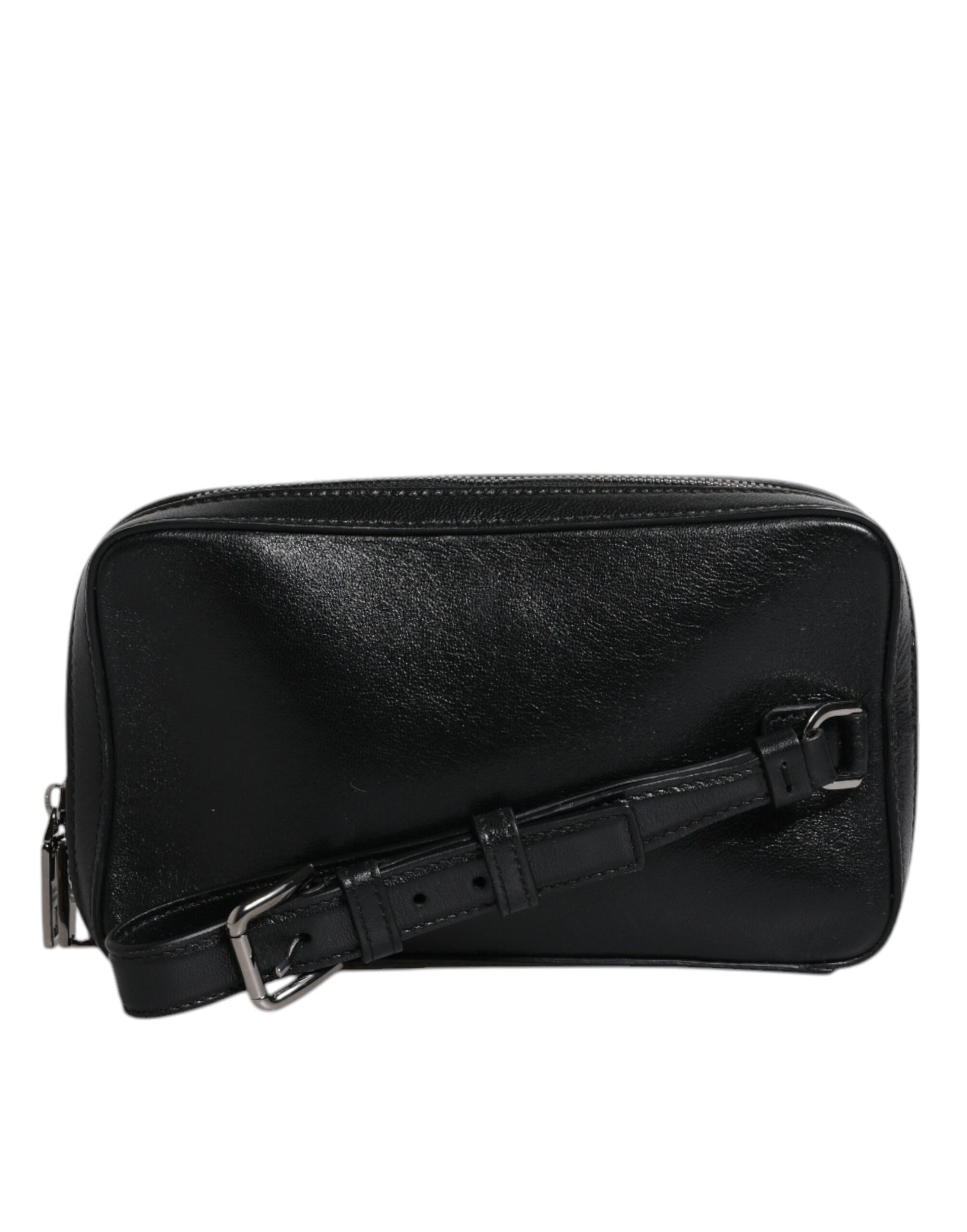 Pochette Dolce & Gabbana en cuir noir avec dragonne et logo LED
