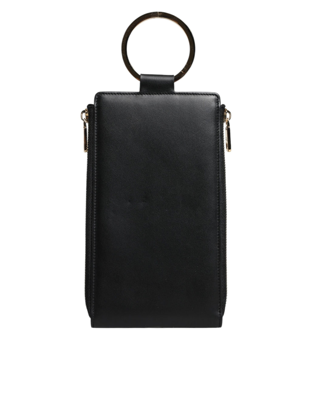Porte-cartes et porte-monnaie Dolce & Gabbana en cuir noir avec plaque logo et dragonne