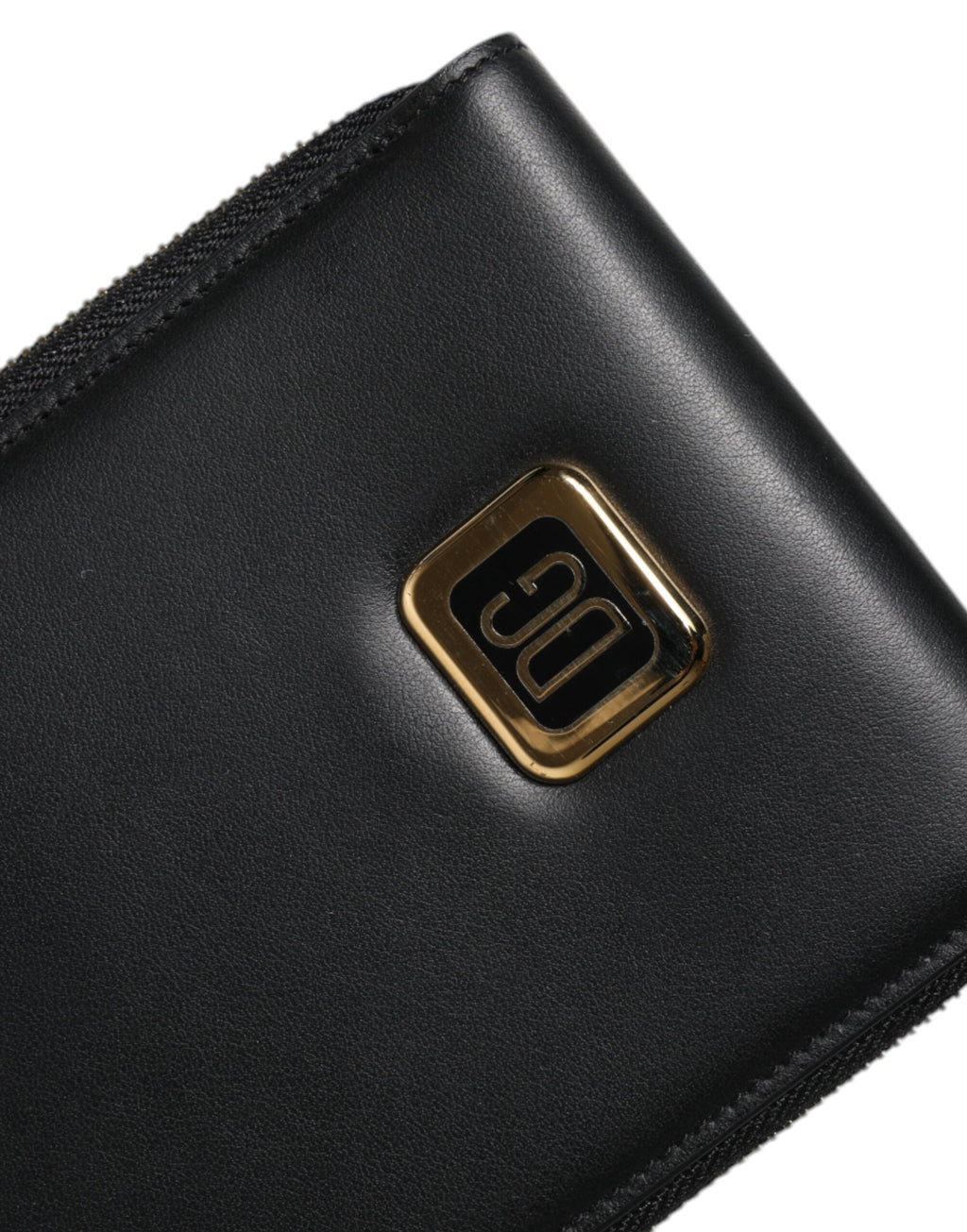 Porte-cartes et porte-monnaie Dolce & Gabbana en cuir noir avec plaque logo et dragonne