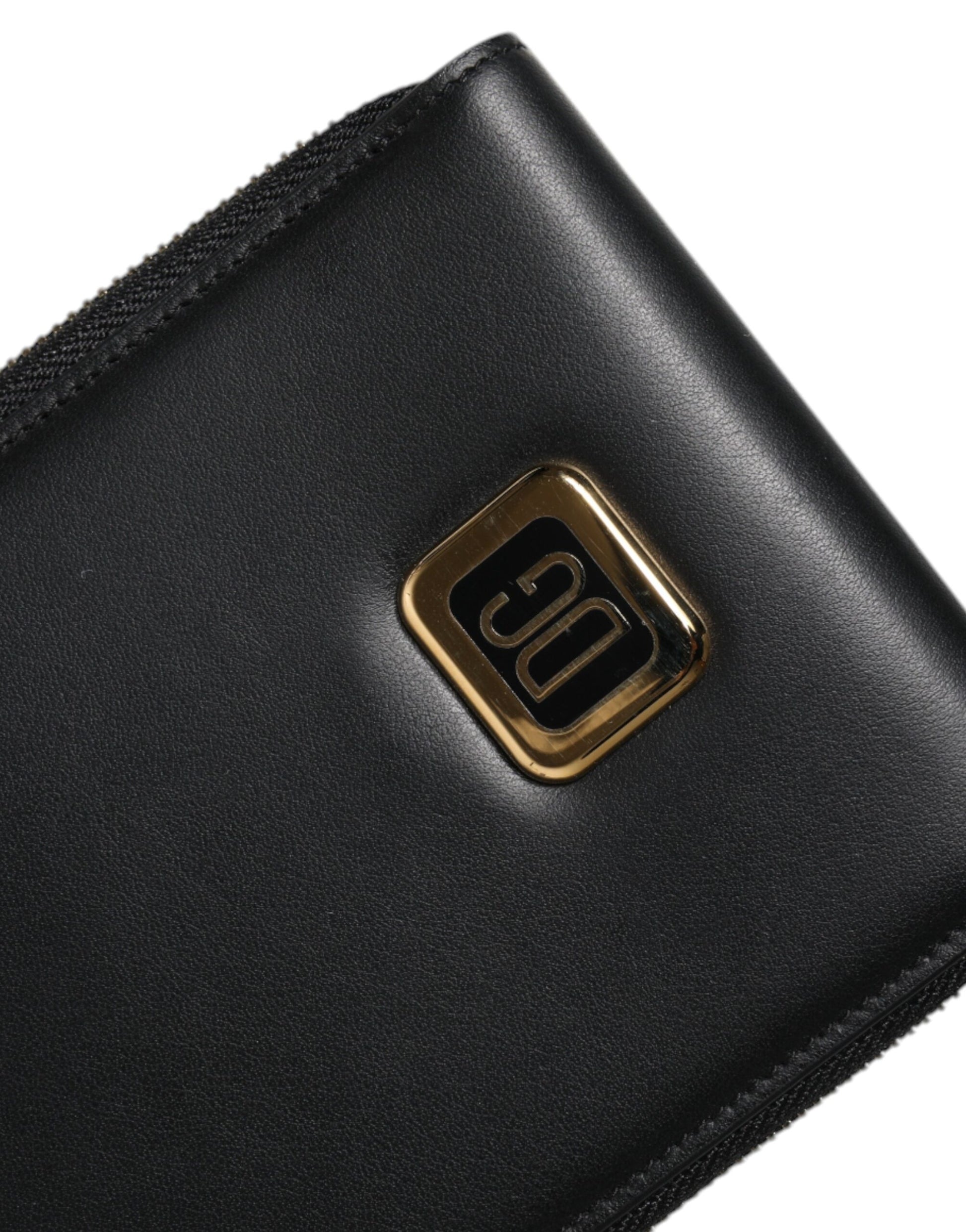 Porte-cartes et porte-monnaie Dolce & Gabbana en cuir noir avec plaque logo et dragonne
