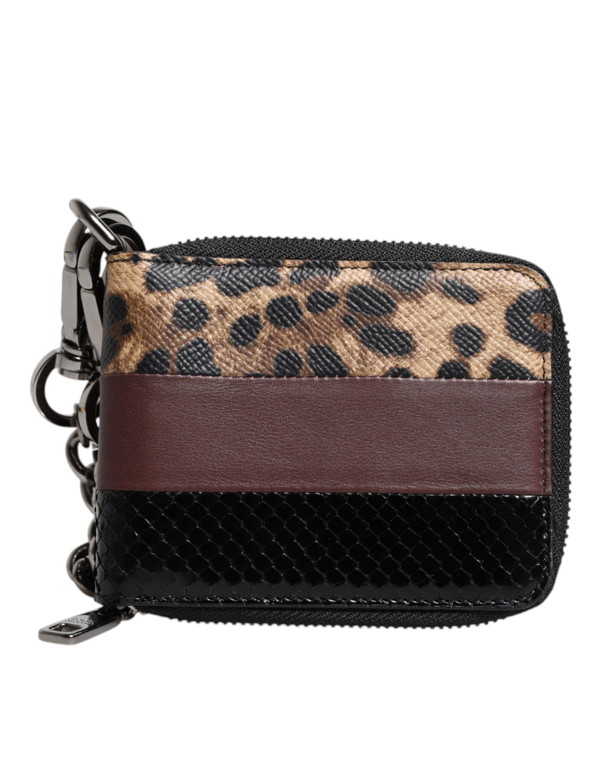 Porte-cartes portefeuille pliable Dolce & Gabbana en cuir léopard multicolore DG