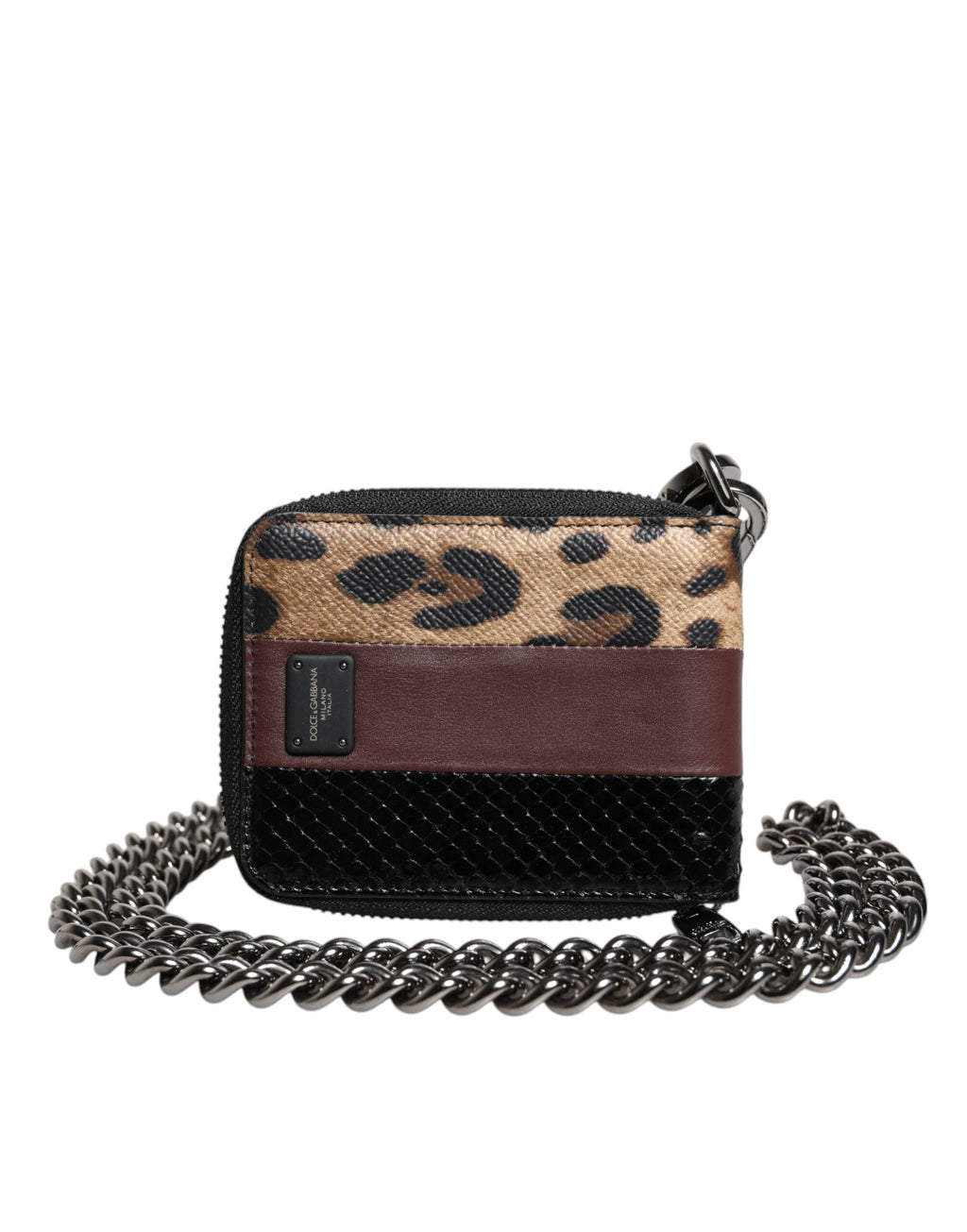 Porte-cartes portefeuille pliable Dolce & Gabbana en cuir léopard multicolore DG