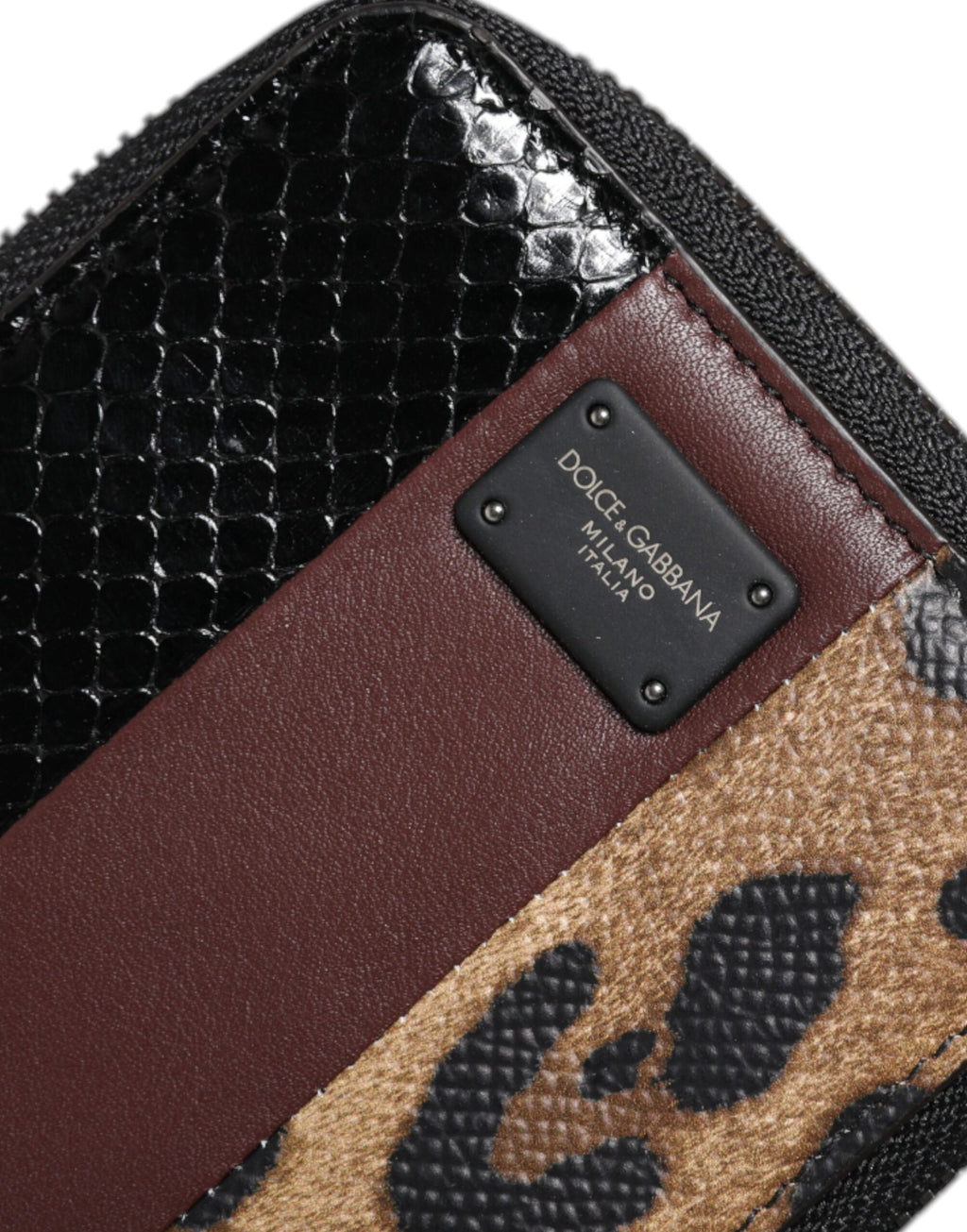Porte-cartes portefeuille pliable Dolce & Gabbana en cuir léopard multicolore DG