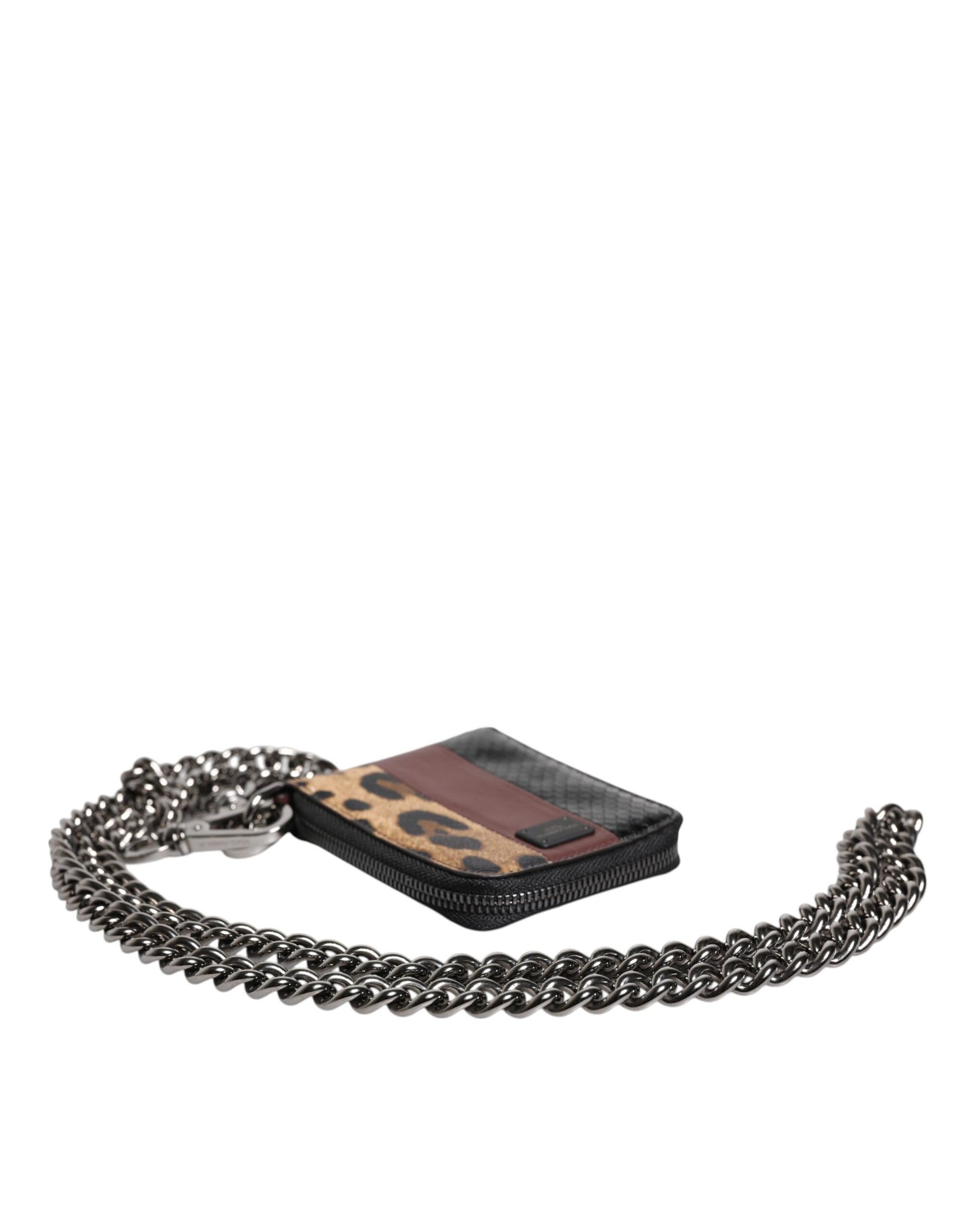 Porte-cartes portefeuille pliable Dolce & Gabbana en cuir léopard multicolore DG