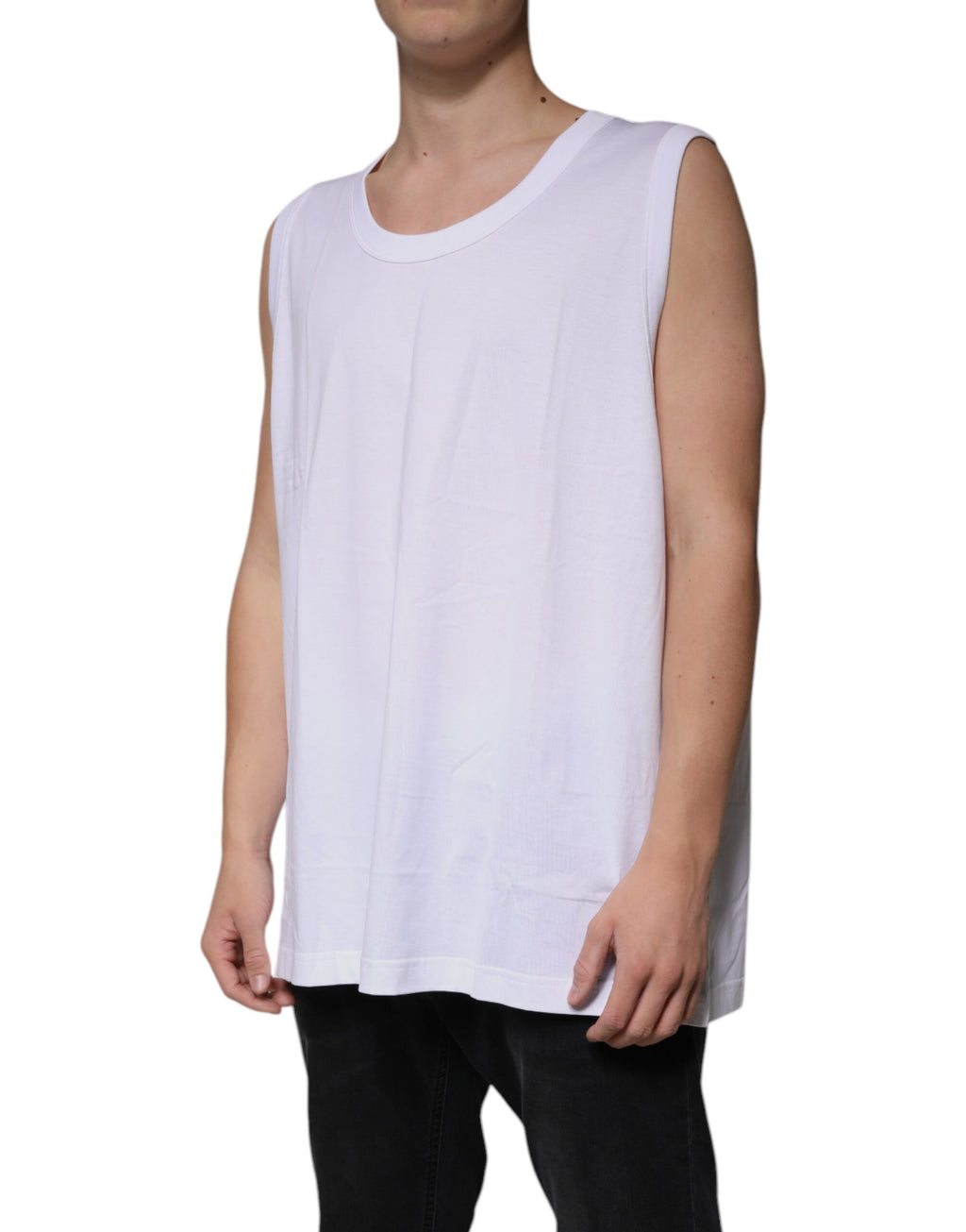 Dolce & Gabbana White Sleeveless T-Shirt for Men detail view