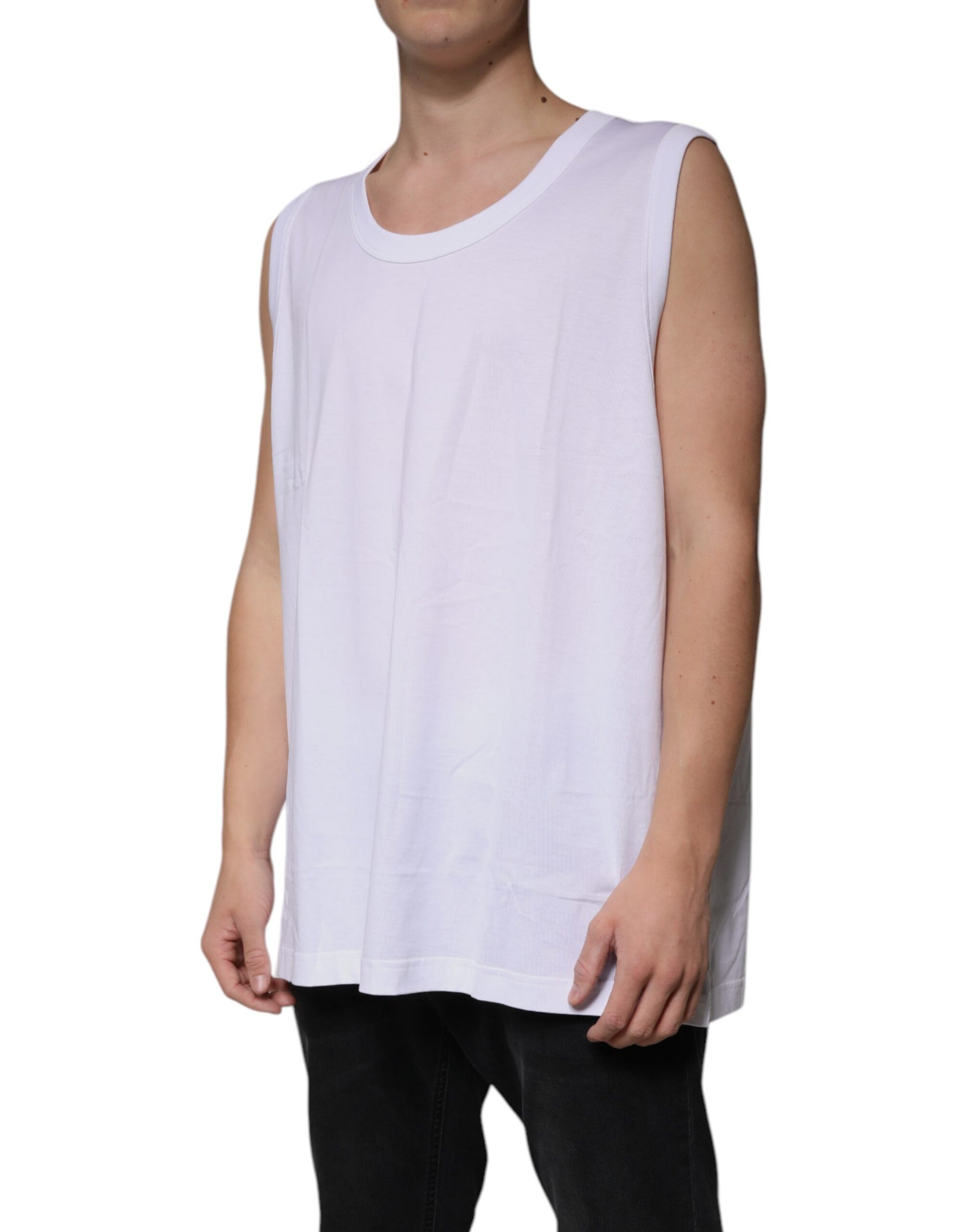 Dolce & Gabbana White Sleeveless T-Shirt for Men detail view