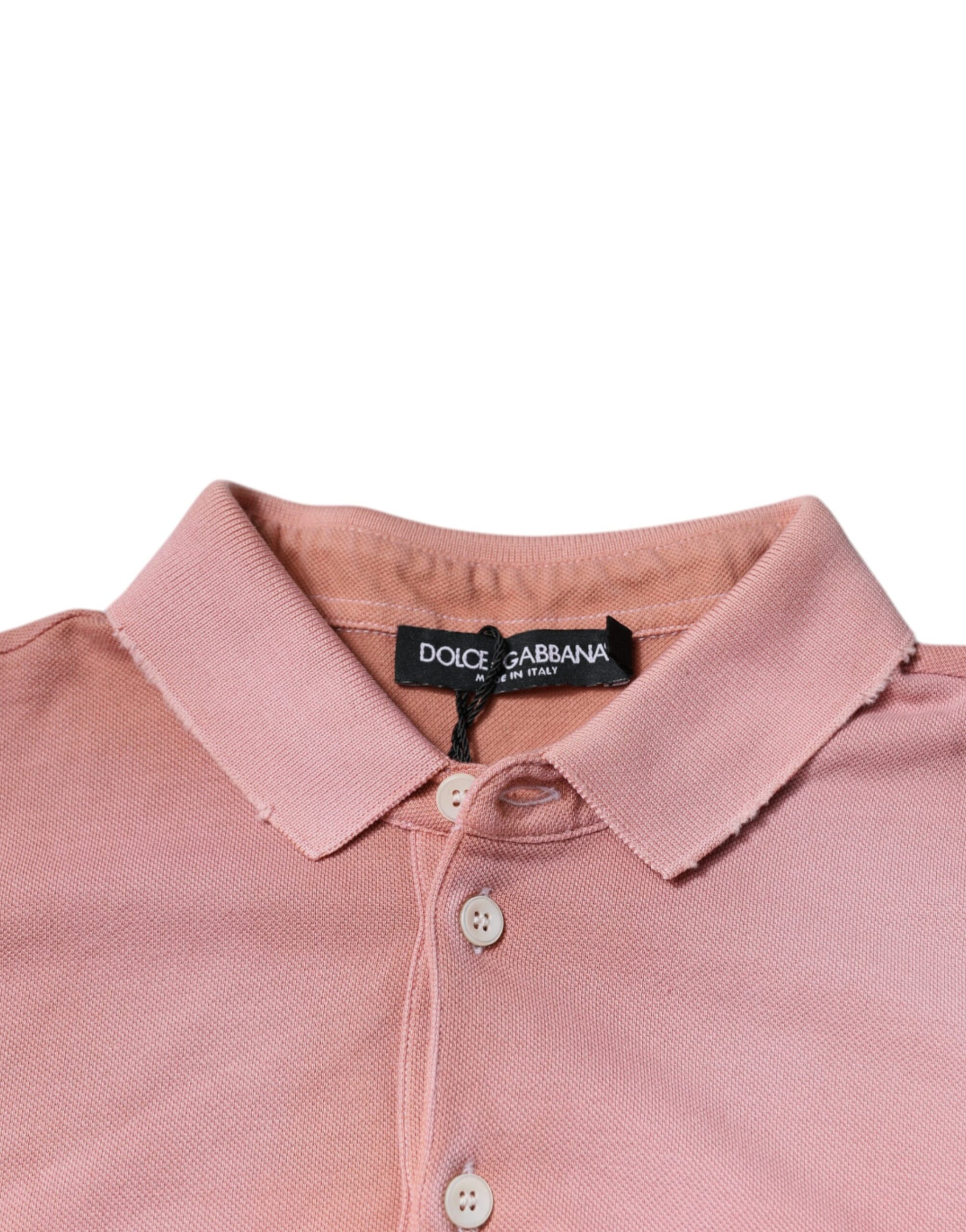 Polo à manches courtes Dolce & Gabbana rose avec col orné d'une couronne
