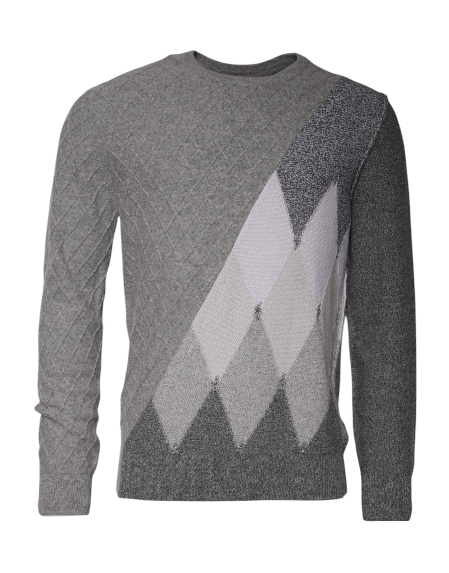 Pull ras du cou en cachemire Ballantyne gris à intarsia argyle