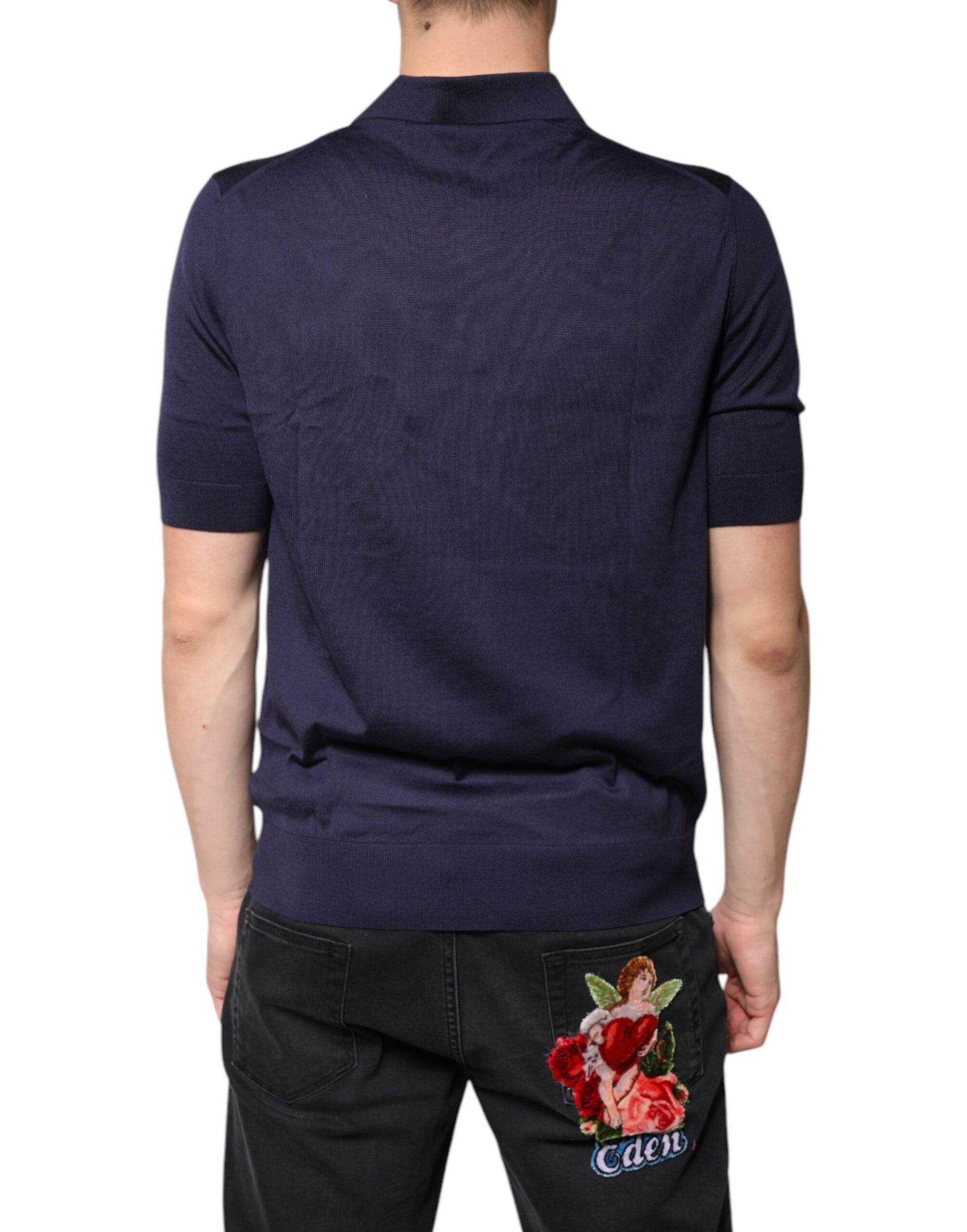 Dolce & Gabbana Blue Polo Shirt for Men detail view