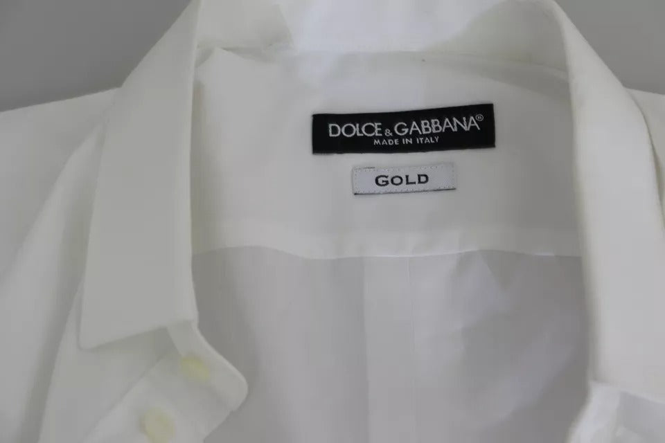 Dolce & Gabbana Chemise Habillée Coton Blanc Doré