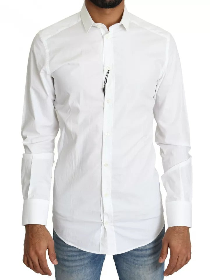 Dolce & Gabbana Chemise Habillée Coton Blanc Doré