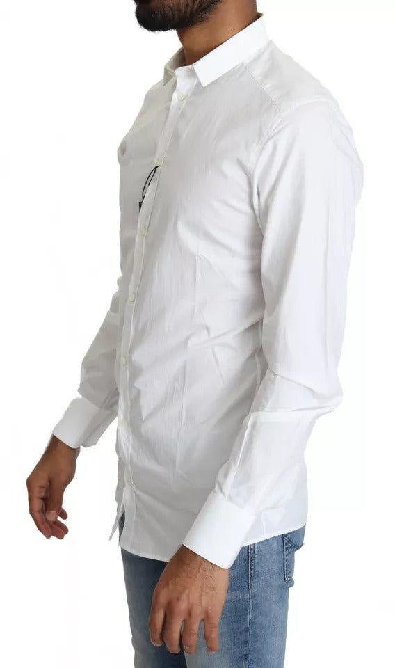 Dolce & Gabbana Chemise Habillée Coton Blanc Doré