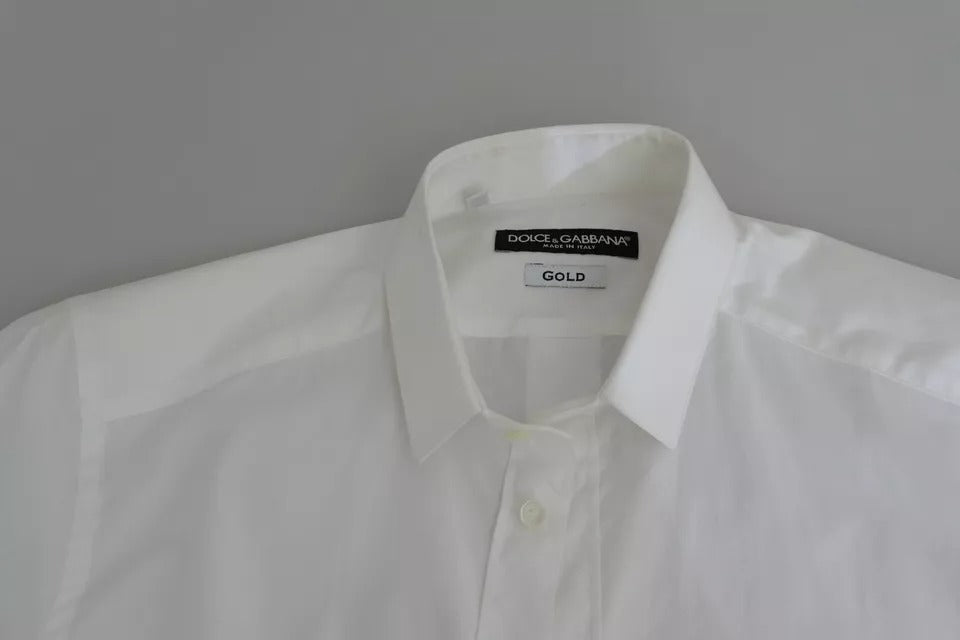 Dolce & Gabbana Chemise Habillée Coton Blanc Doré