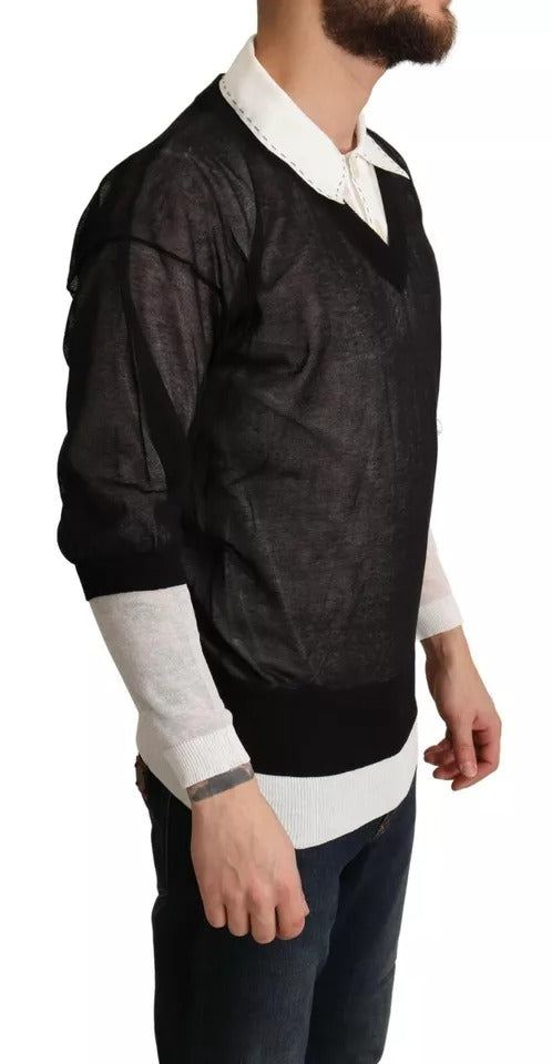 Dolce & Gabbana Black Long Sleeve T-Shirt for Men side view