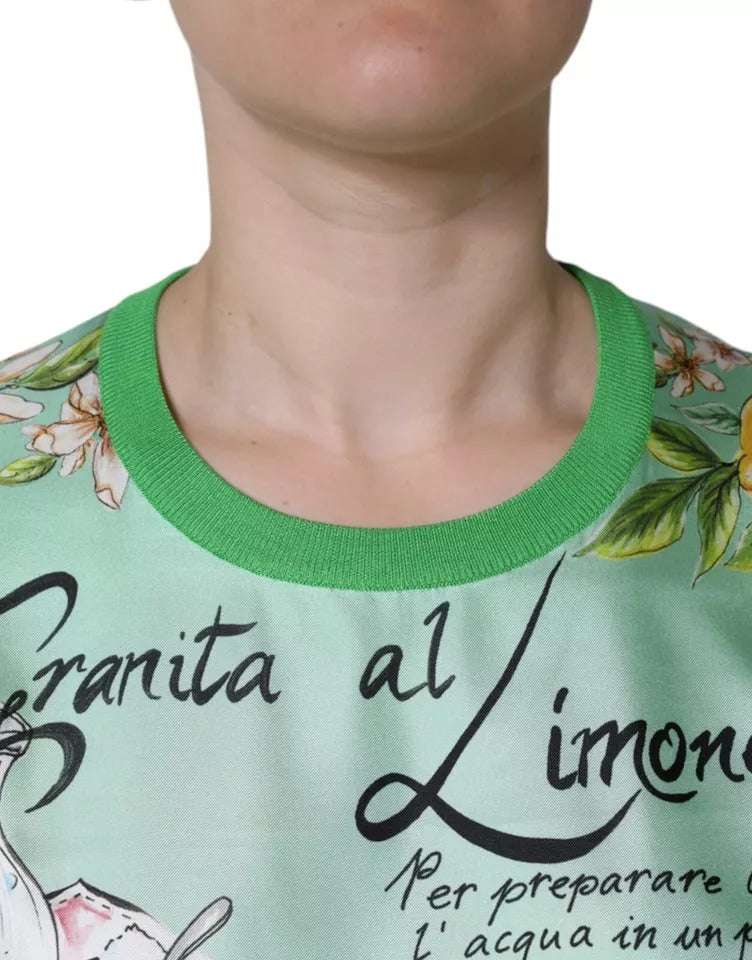 Pull Dolce & Gabbana en soie verte Granita Al Limone à manches longues
