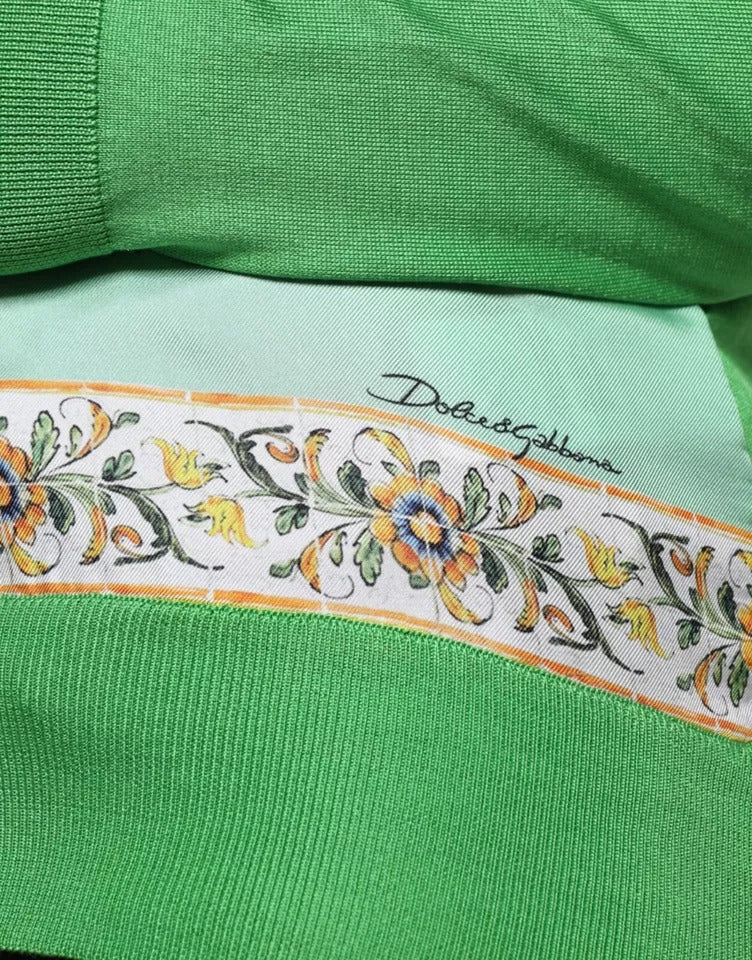 Pull Dolce & Gabbana en soie verte Granita Al Limone à manches longues