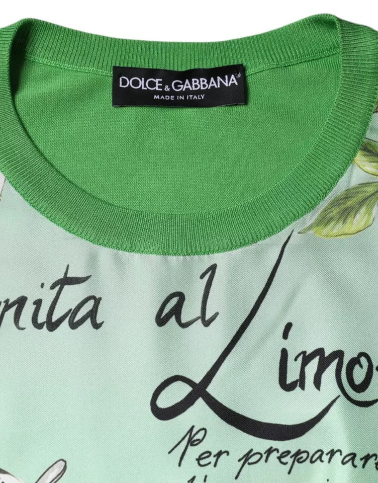 Pull Dolce & Gabbana en soie verte Granita Al Limone à manches longues