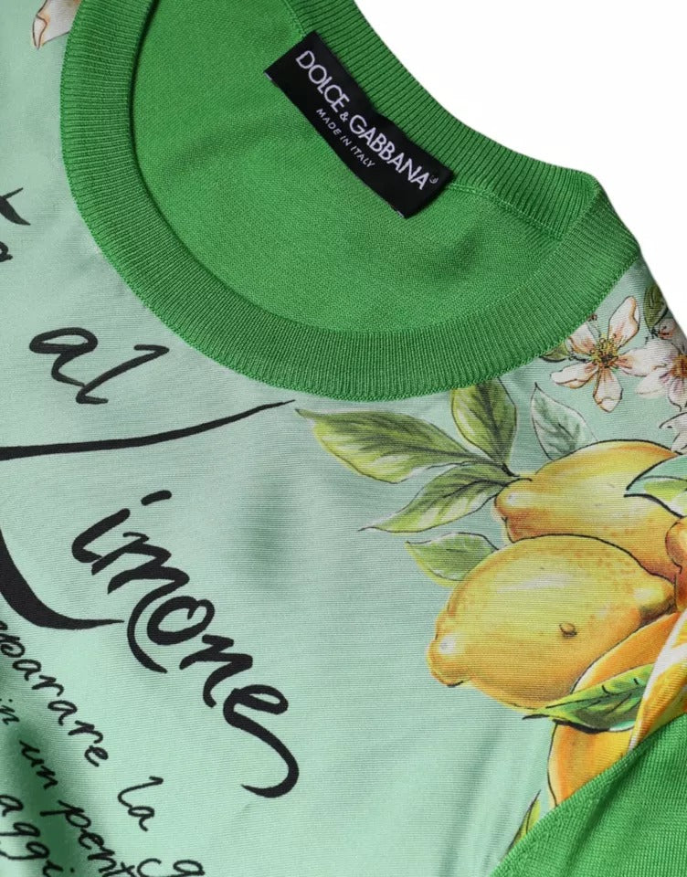 Pull Dolce & Gabbana en soie verte Granita Al Limone à manches longues