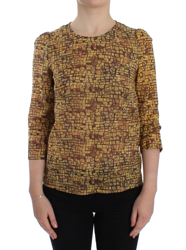 Chemisier en soie à imprimé mosaïque multicolore Dolce & Gabbana