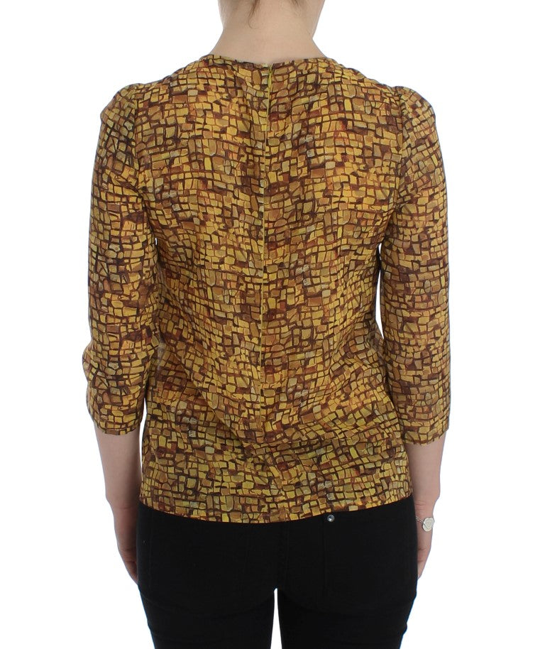 Chemisier en soie à imprimé mosaïque multicolore Dolce & Gabbana