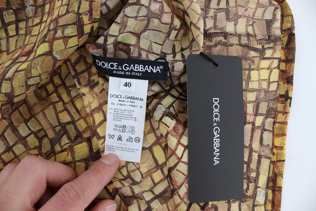 Chemisier en soie à imprimé mosaïque multicolore Dolce & Gabbana