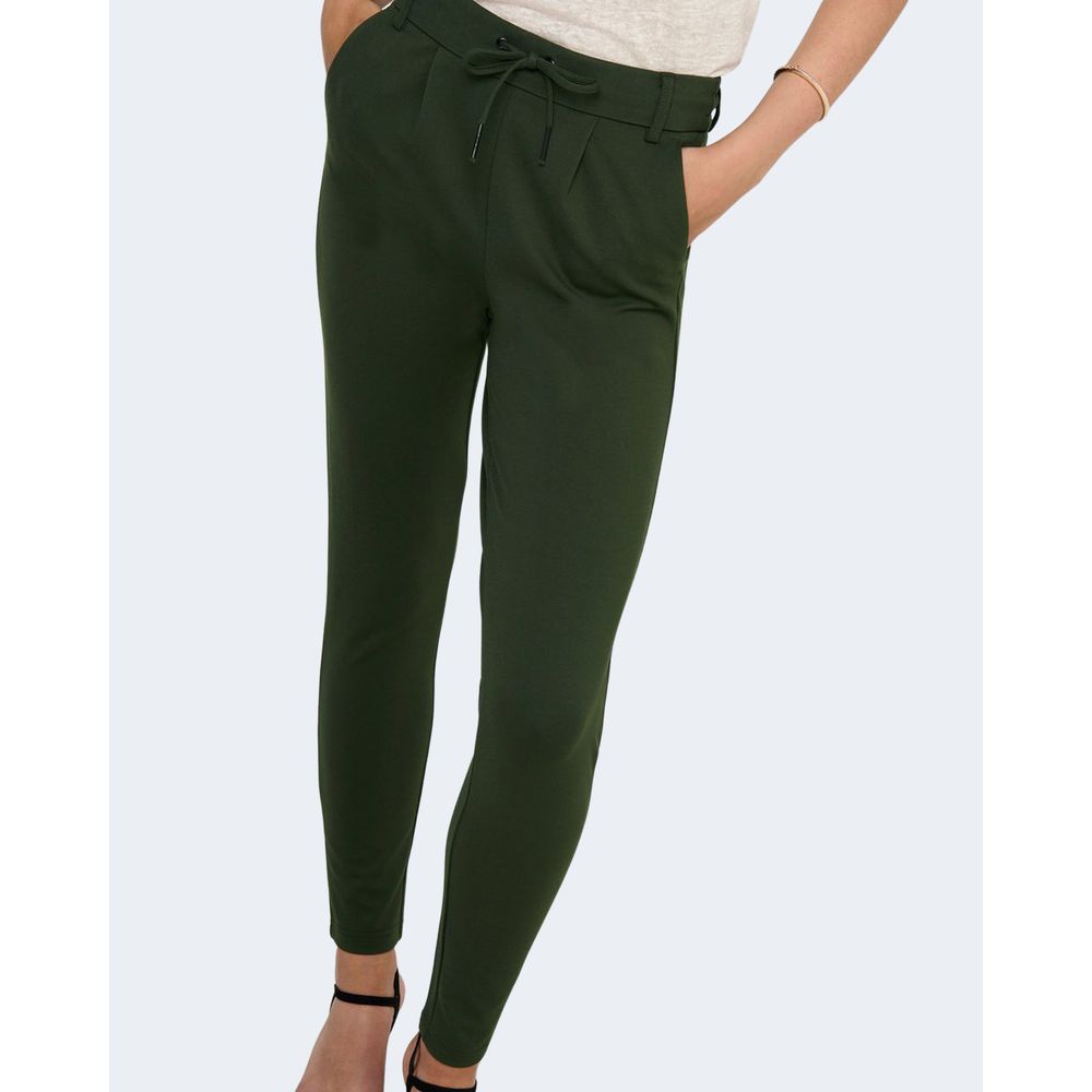 Pantalon décontracté en viscose verte uniquement