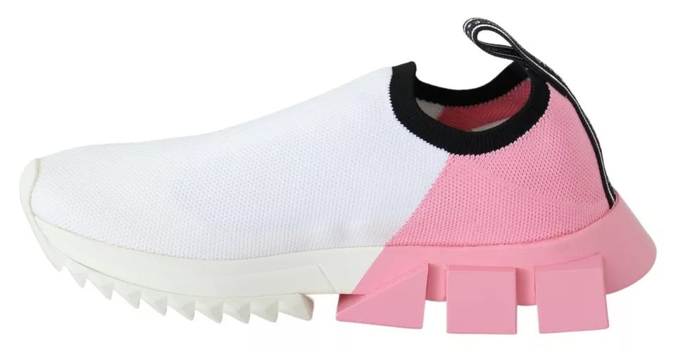 Chaussures Baskets Dolce & Gabbana Sorrento Logo Rose Blanc